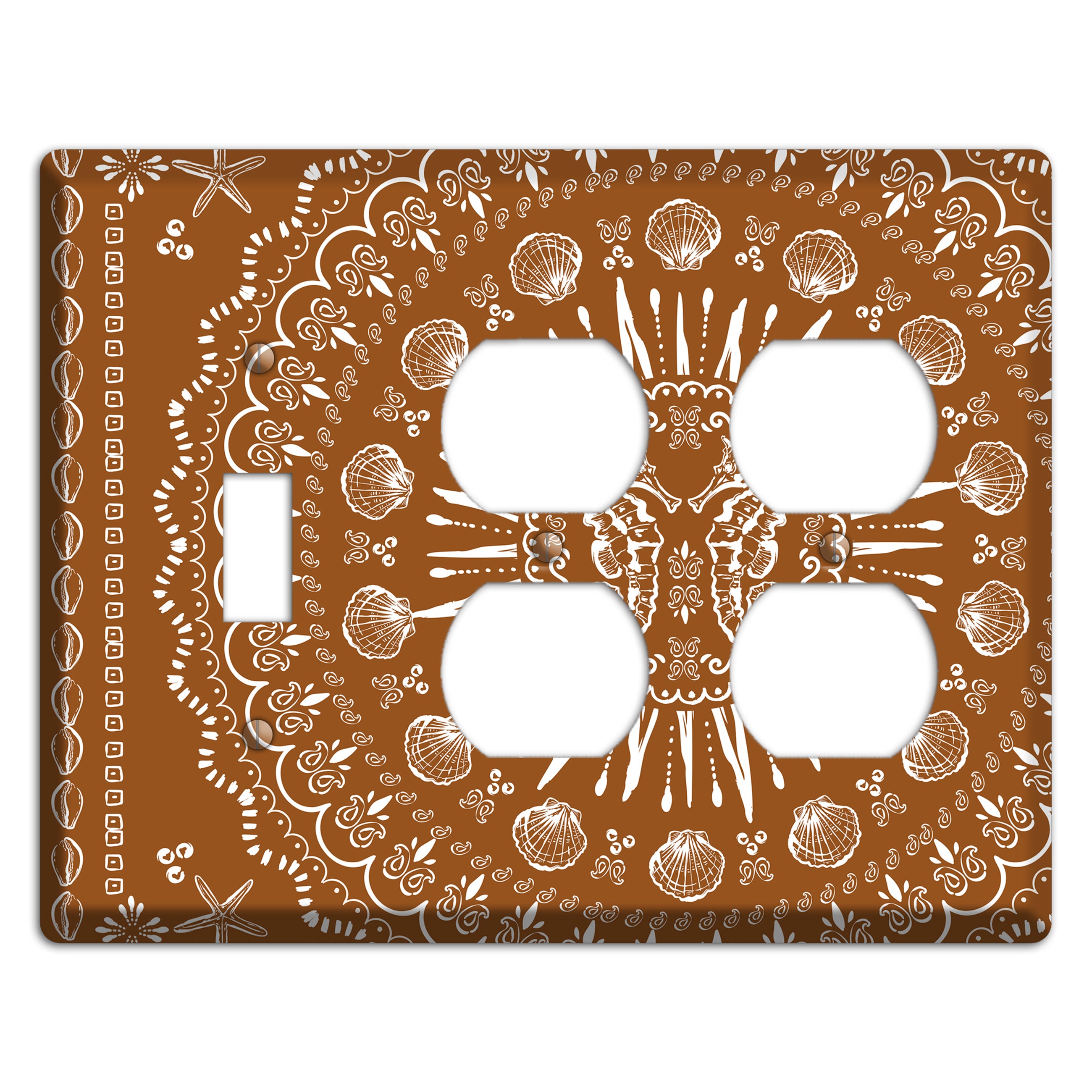Russet Seahorse Mandala Toggle / 2 Duplex Wallplate