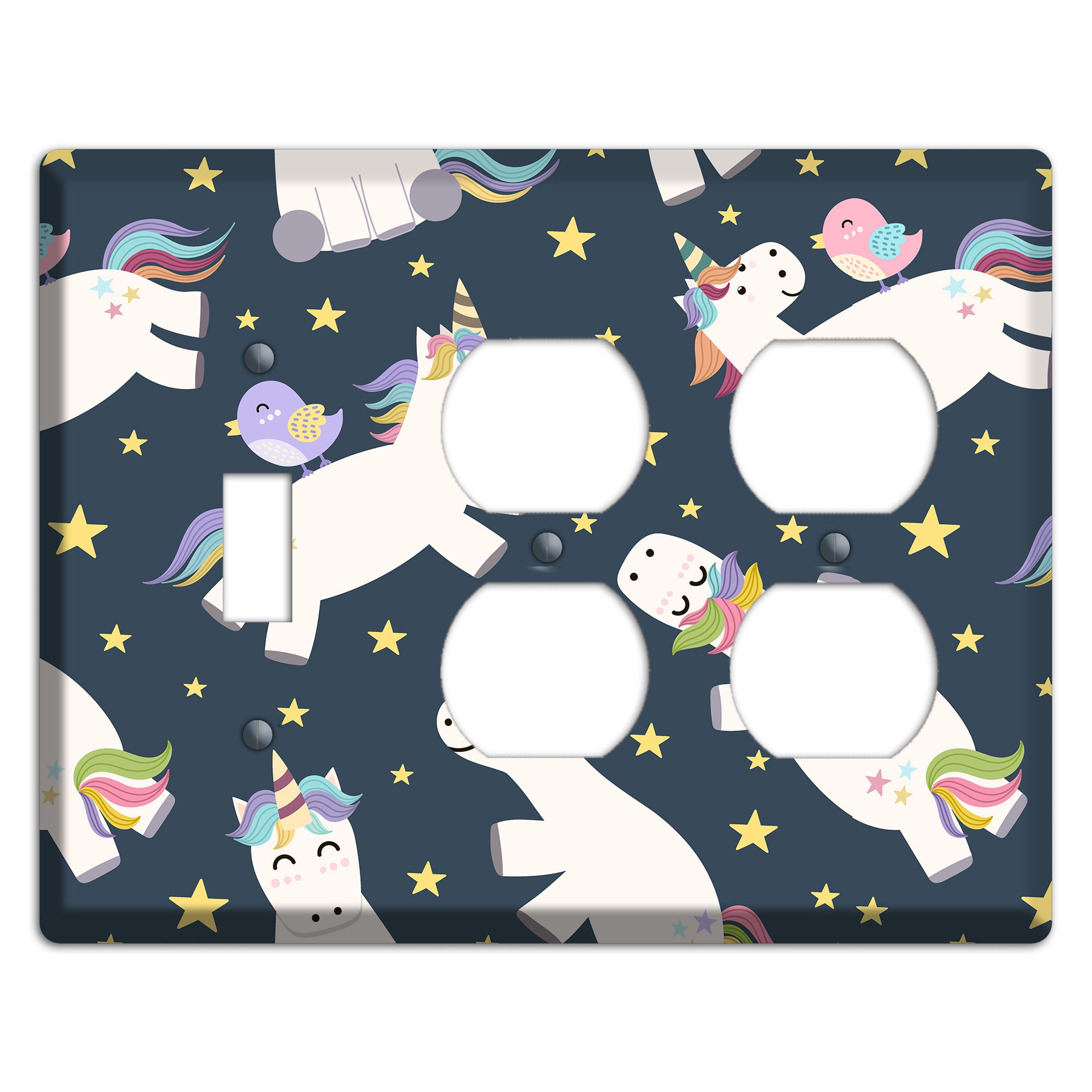 Dreamy Night Unicorns Toggle / 2 Duplex Wallplate