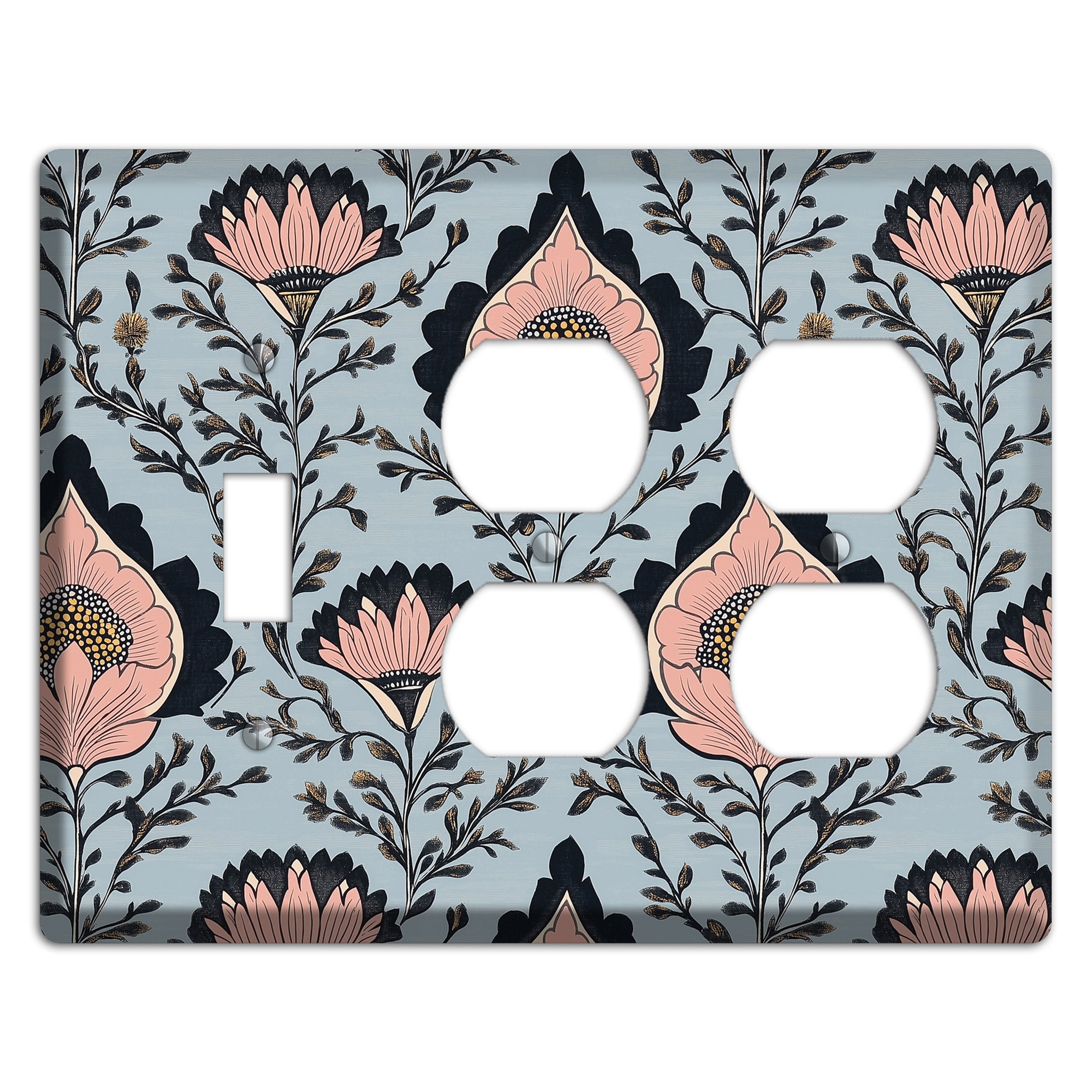 Lotus & Damask Dusk Toggle / 2 Duplex Wallplate