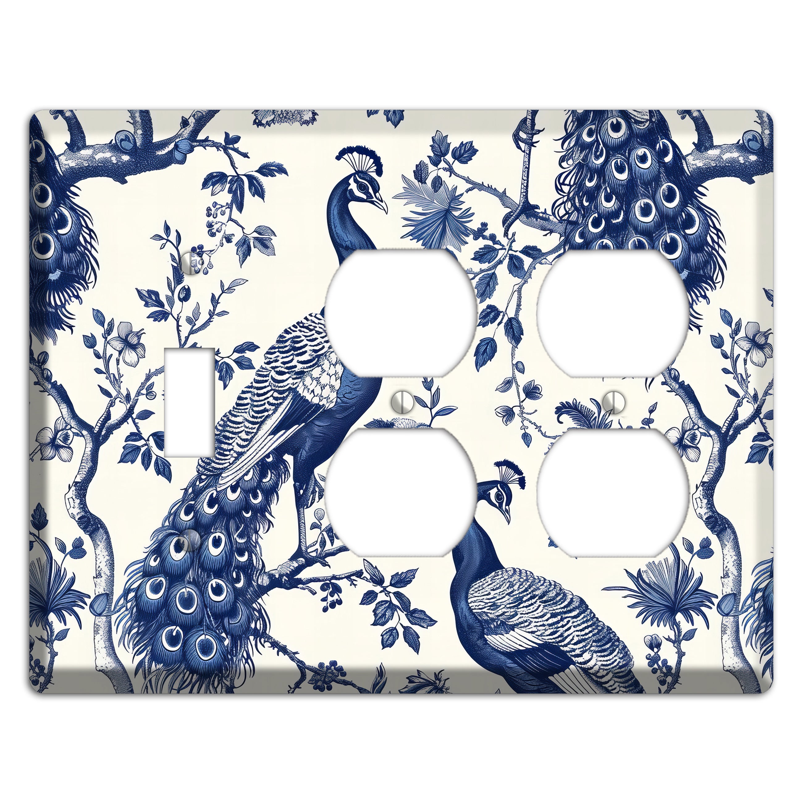Peacock & Bough Toggle / 2 Duplex Wallplate