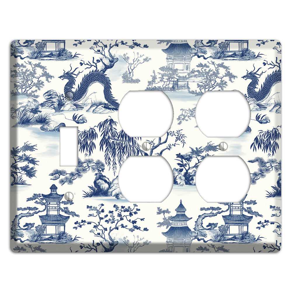 Dragon & Pagoda Toggle / 2 Duplex Wallplate