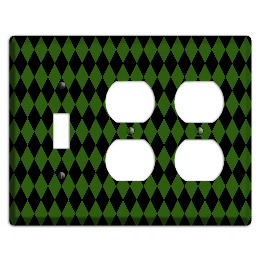 Jester's Diamonds: Green Toggle / 2 Duplex Wallplate