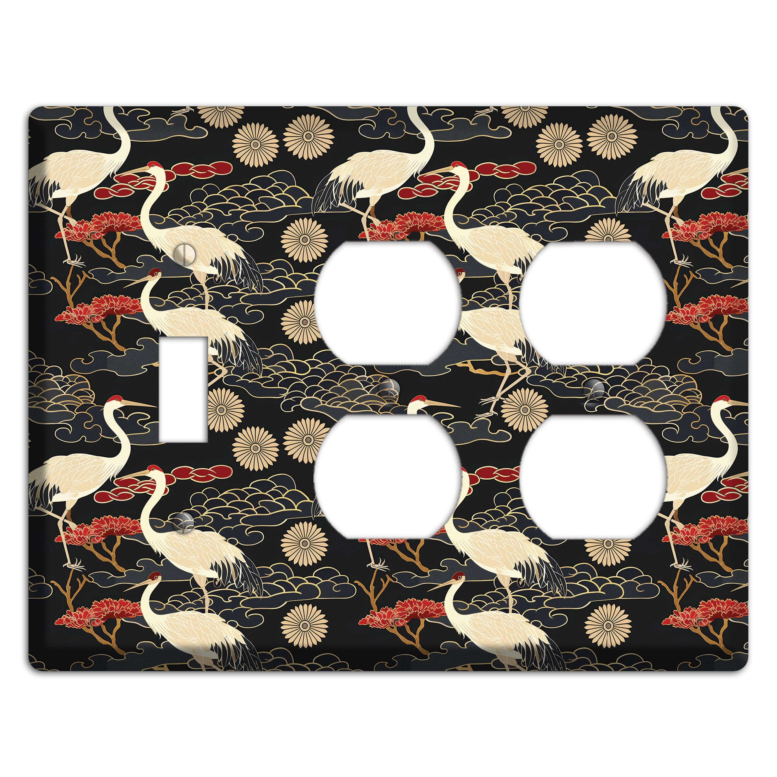 Obsidian Crane Procession Toggle / 2 Duplex Wallplate