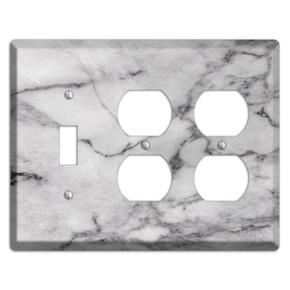 Gray and White Marble Toggle / 2 Duplex Wallplate