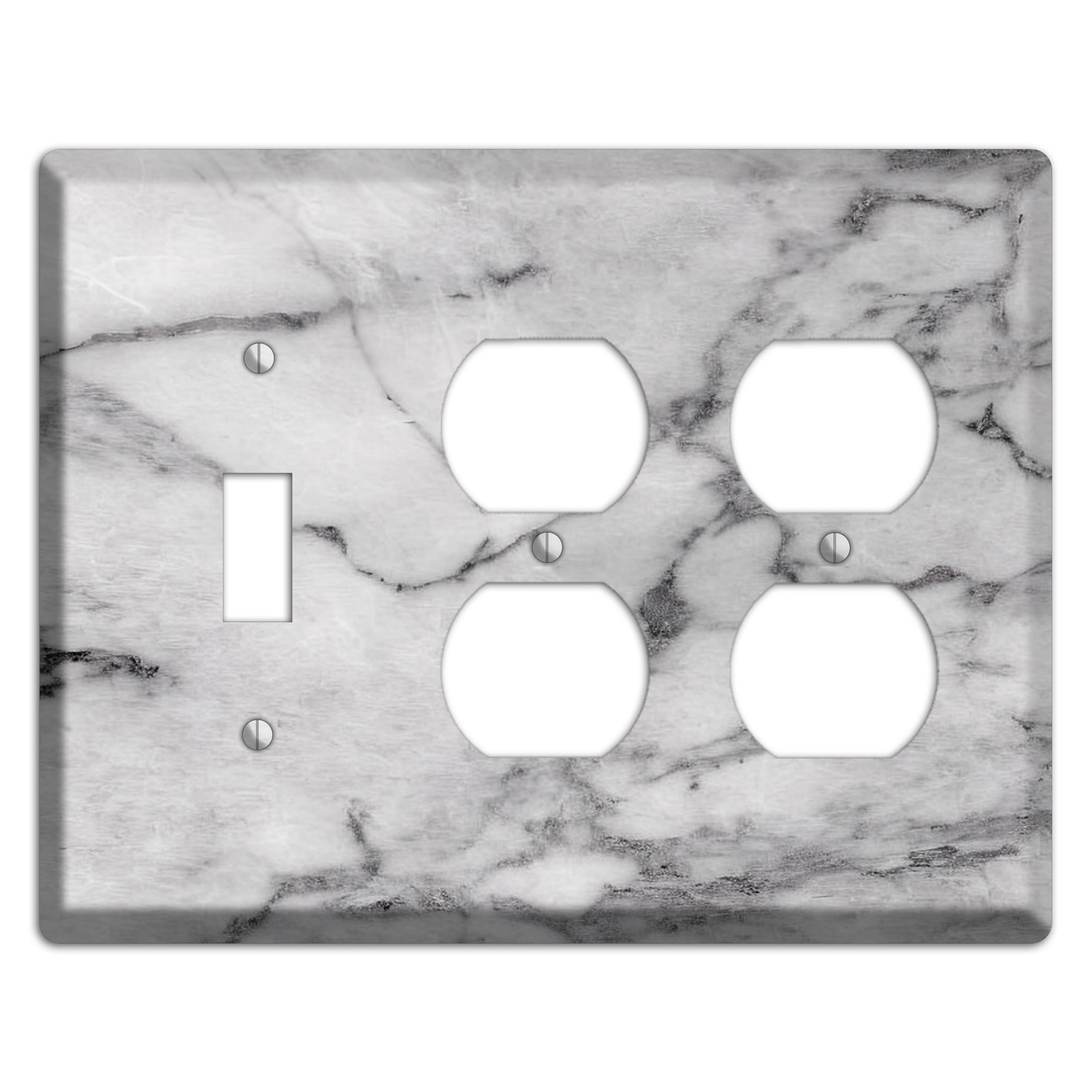 Gray and White Marble Toggle / 2 Duplex Wallplate