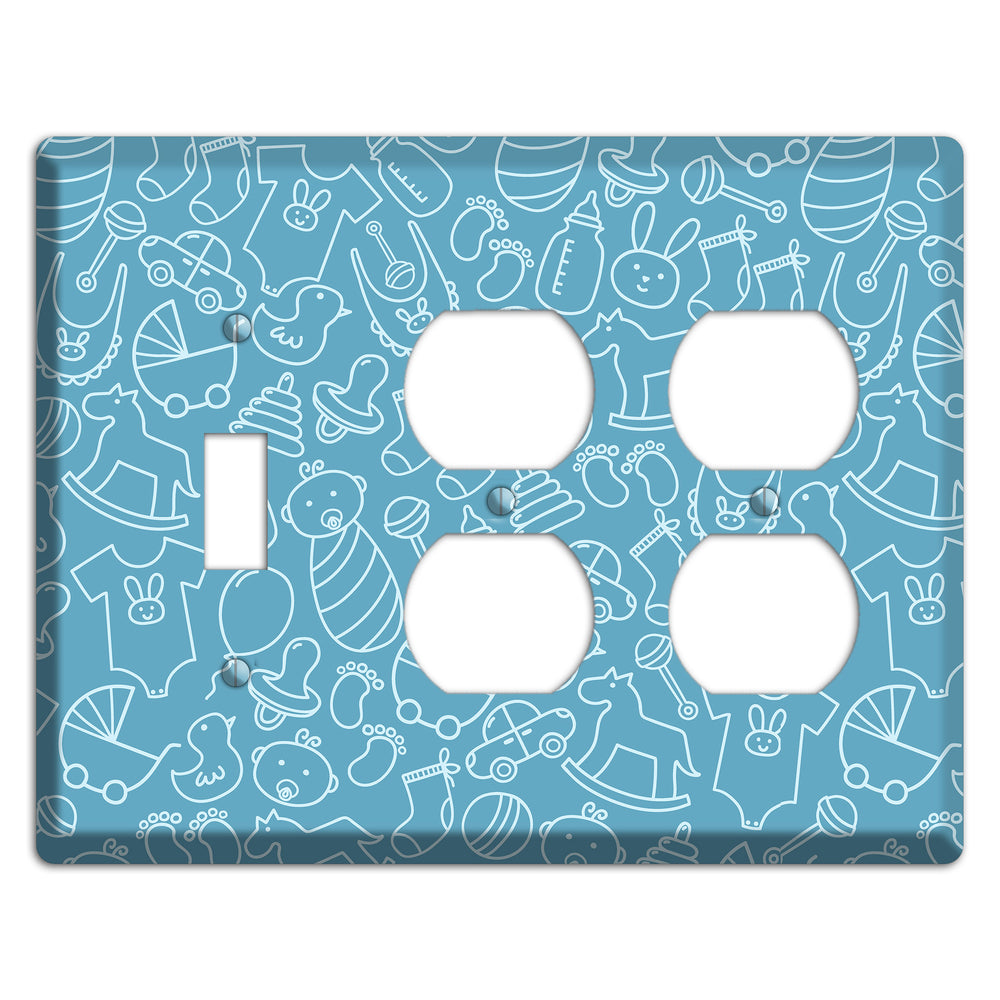 Line Art Baby Blue Toggle / 2 Duplex Wallplate