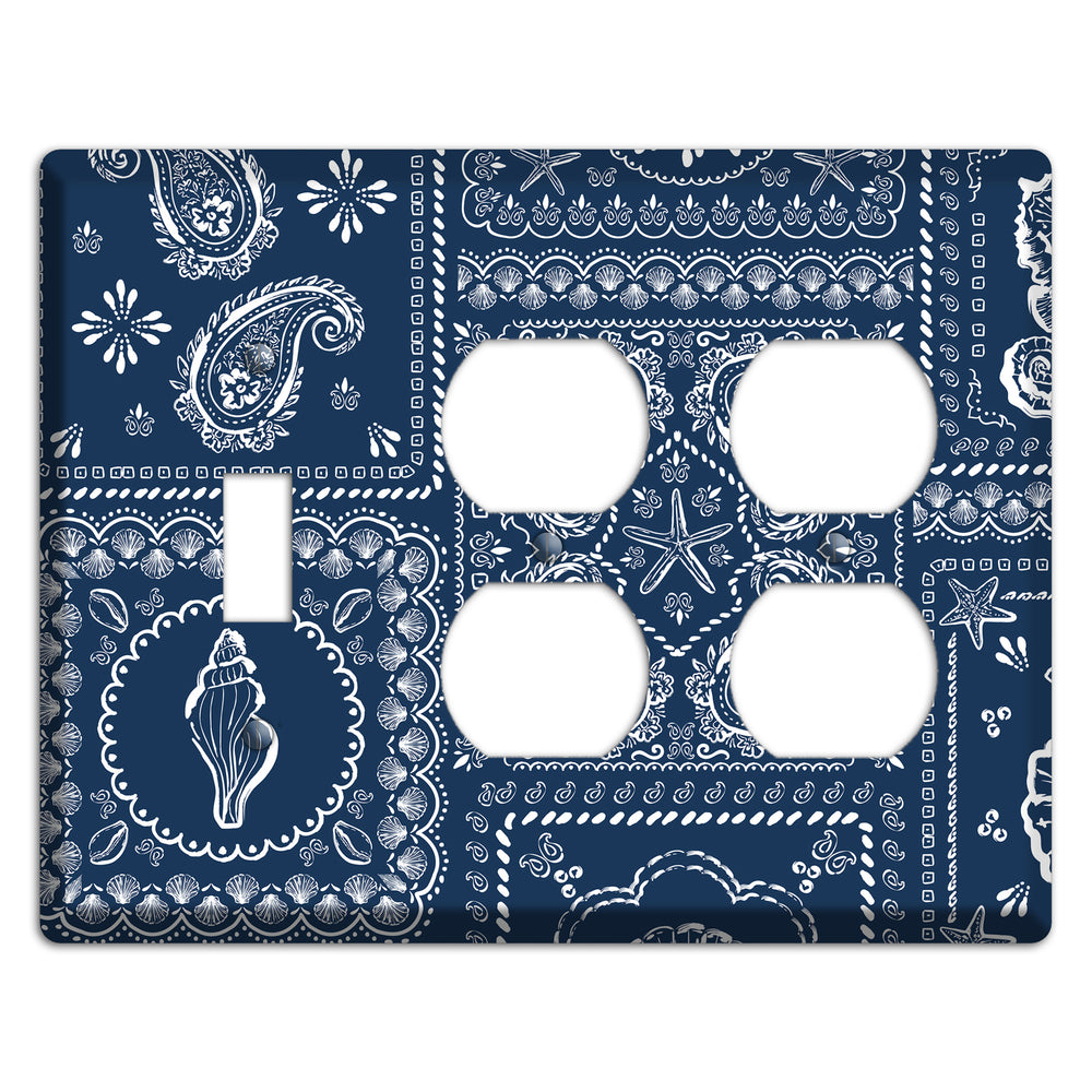 Navy Paisley Patchwork Toggle / 2 Duplex Wallplate