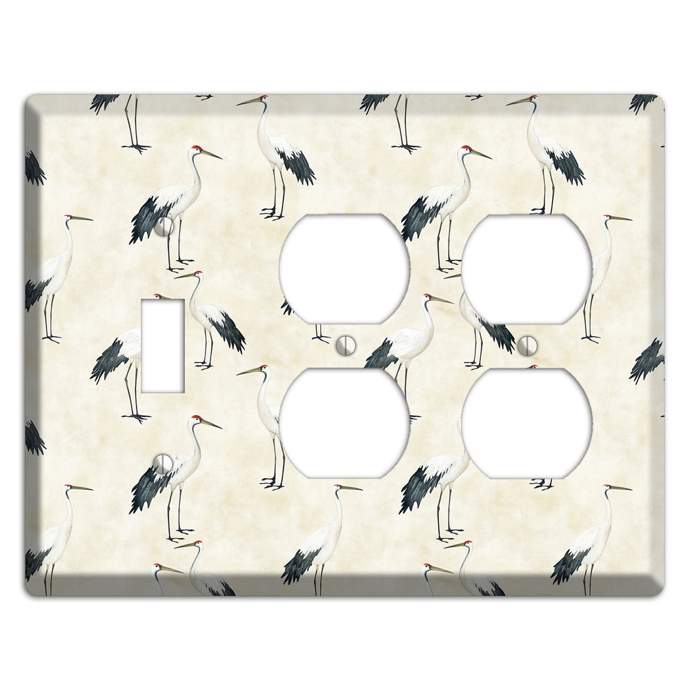 Pearl Crane Garden Toggle / 2 Duplex Wallplate