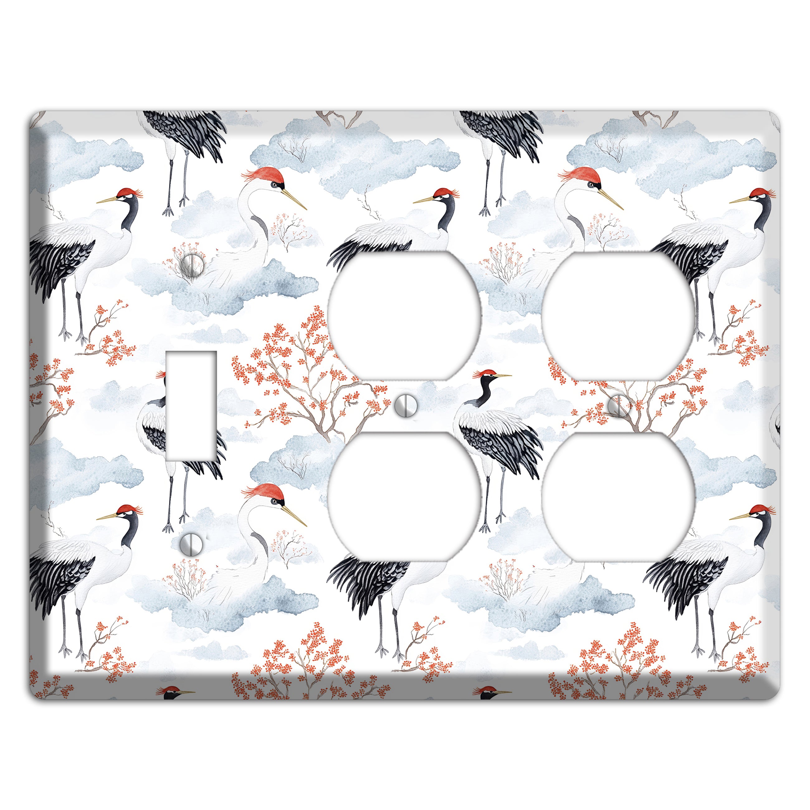 Crimson Crown Cranes Toggle / 2 Duplex Wallplate