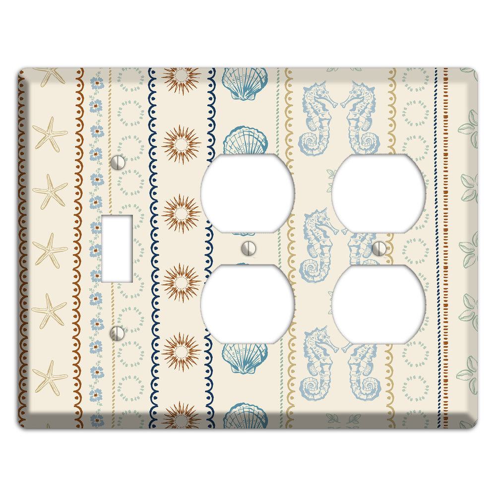 Ivory Seahorse Stripe Toggle / 2 Duplex Wallplate