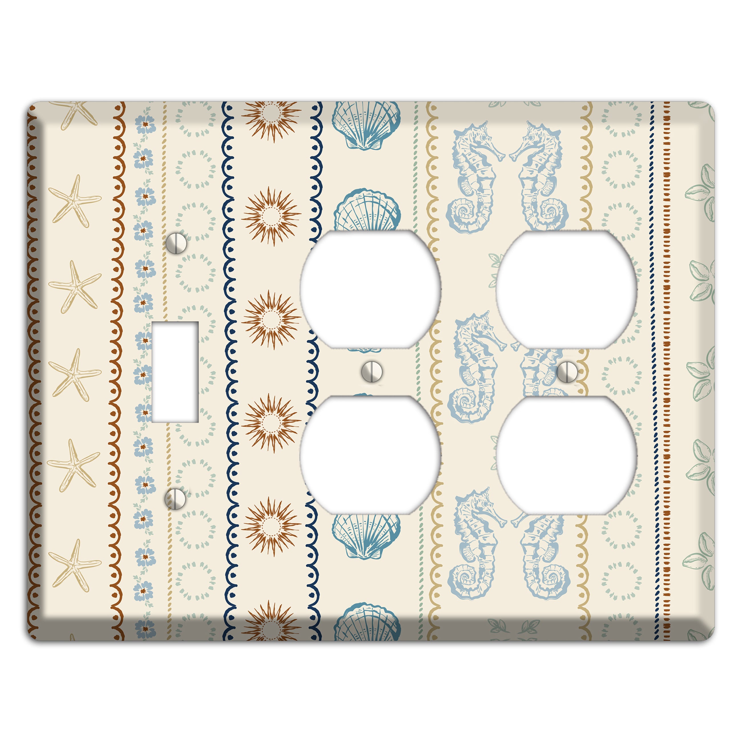 Ivory Seahorse Stripe Toggle / 2 Duplex Wallplate