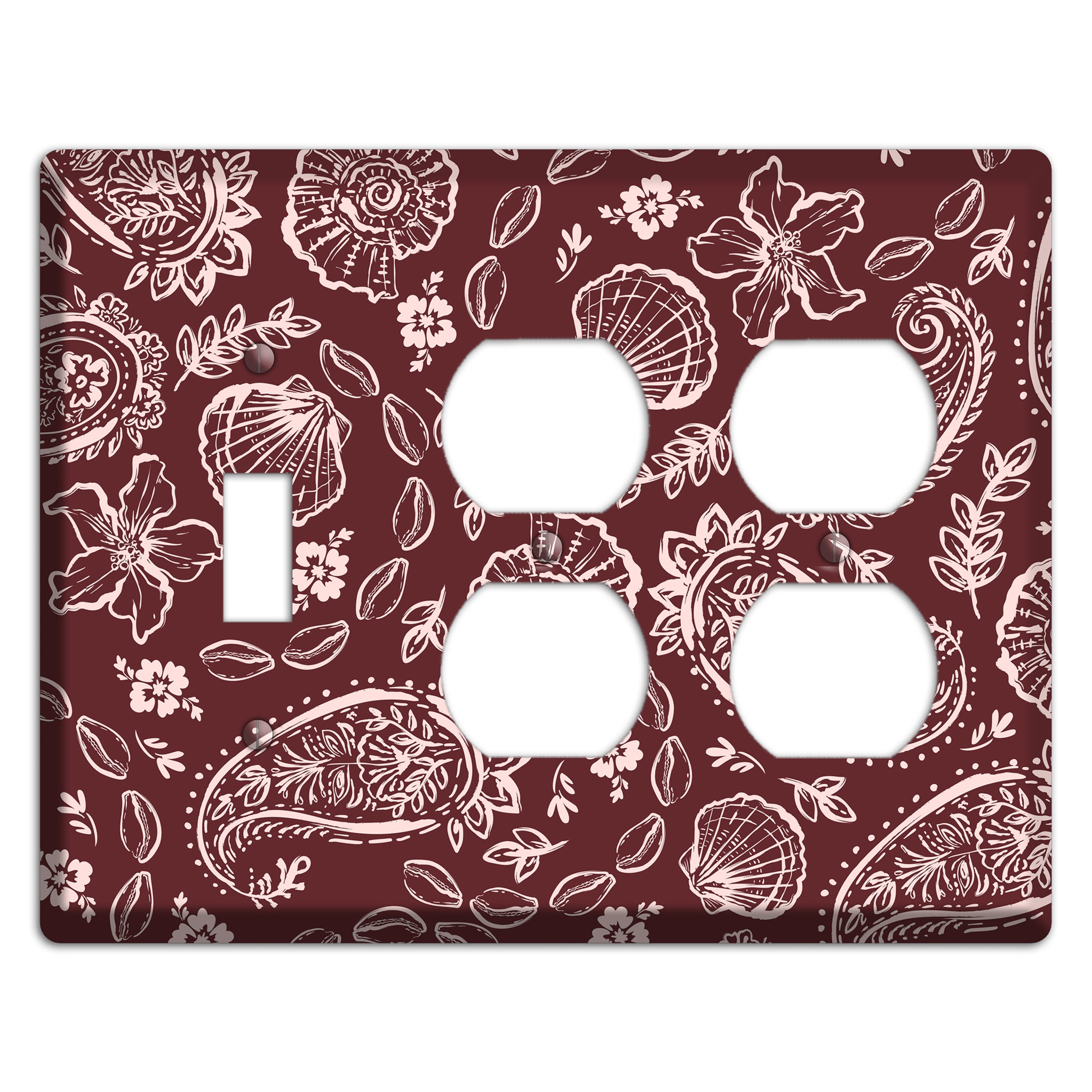Crimson Shell Paisley Toggle / 2 Duplex Wallplate