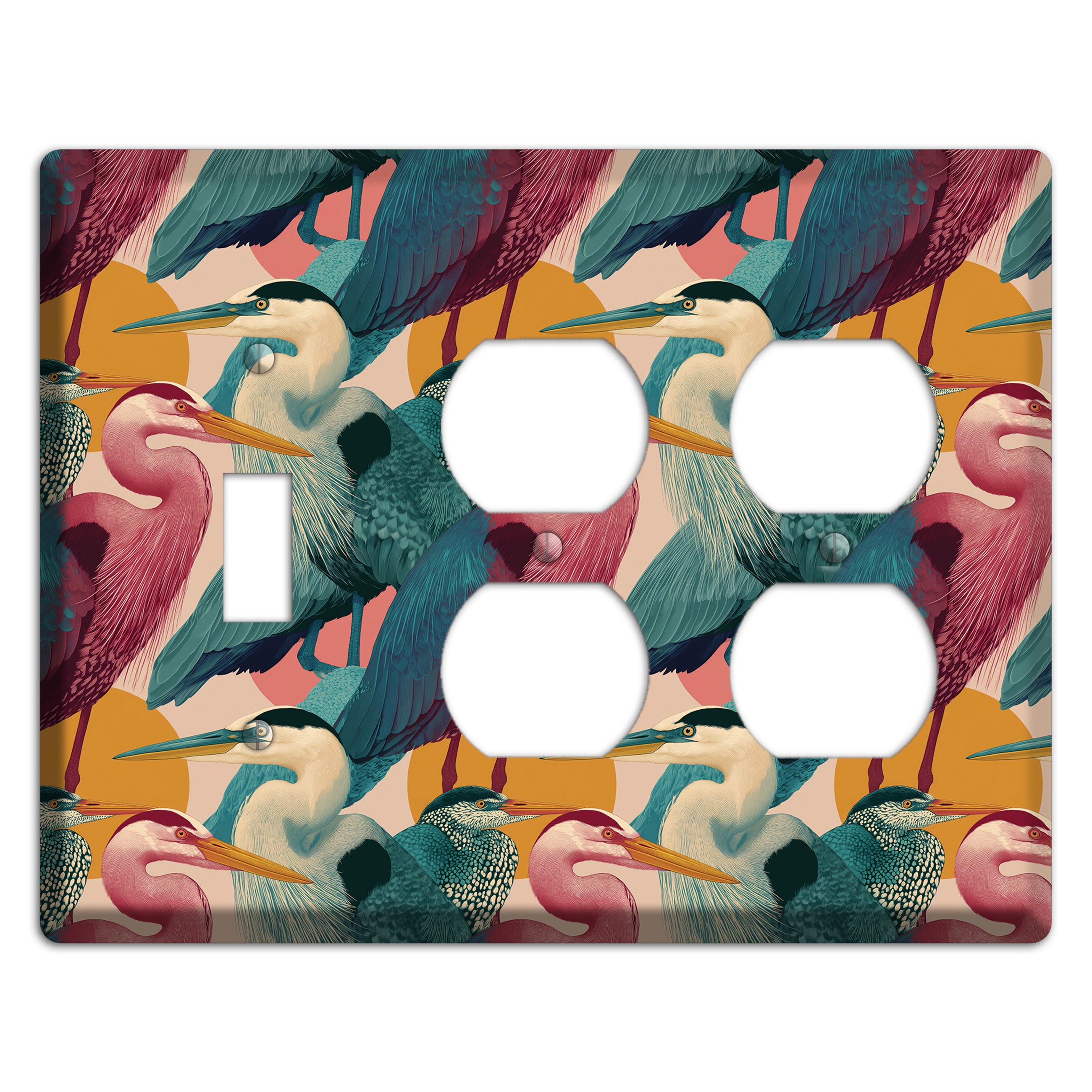Teal Heron Mosaic Toggle / 2 Duplex Wallplate