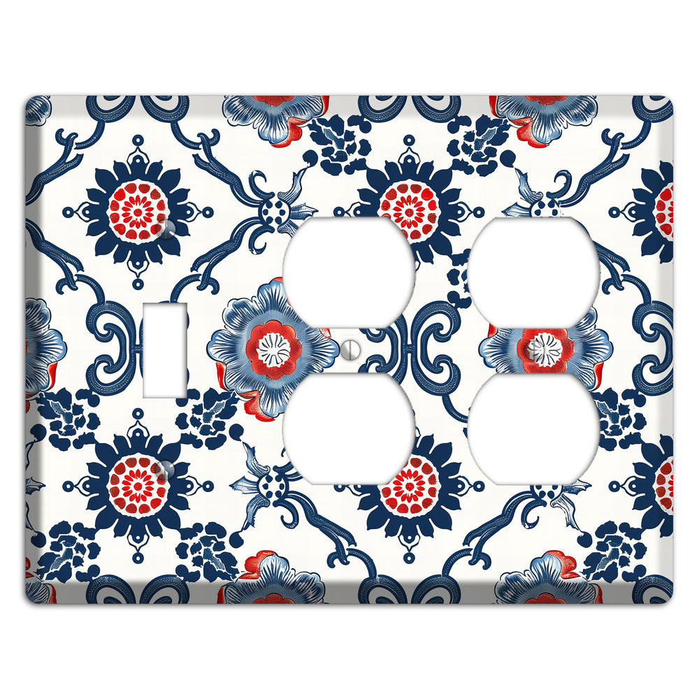 Indigo Court Florals Toggle / 2 Duplex Wallplate