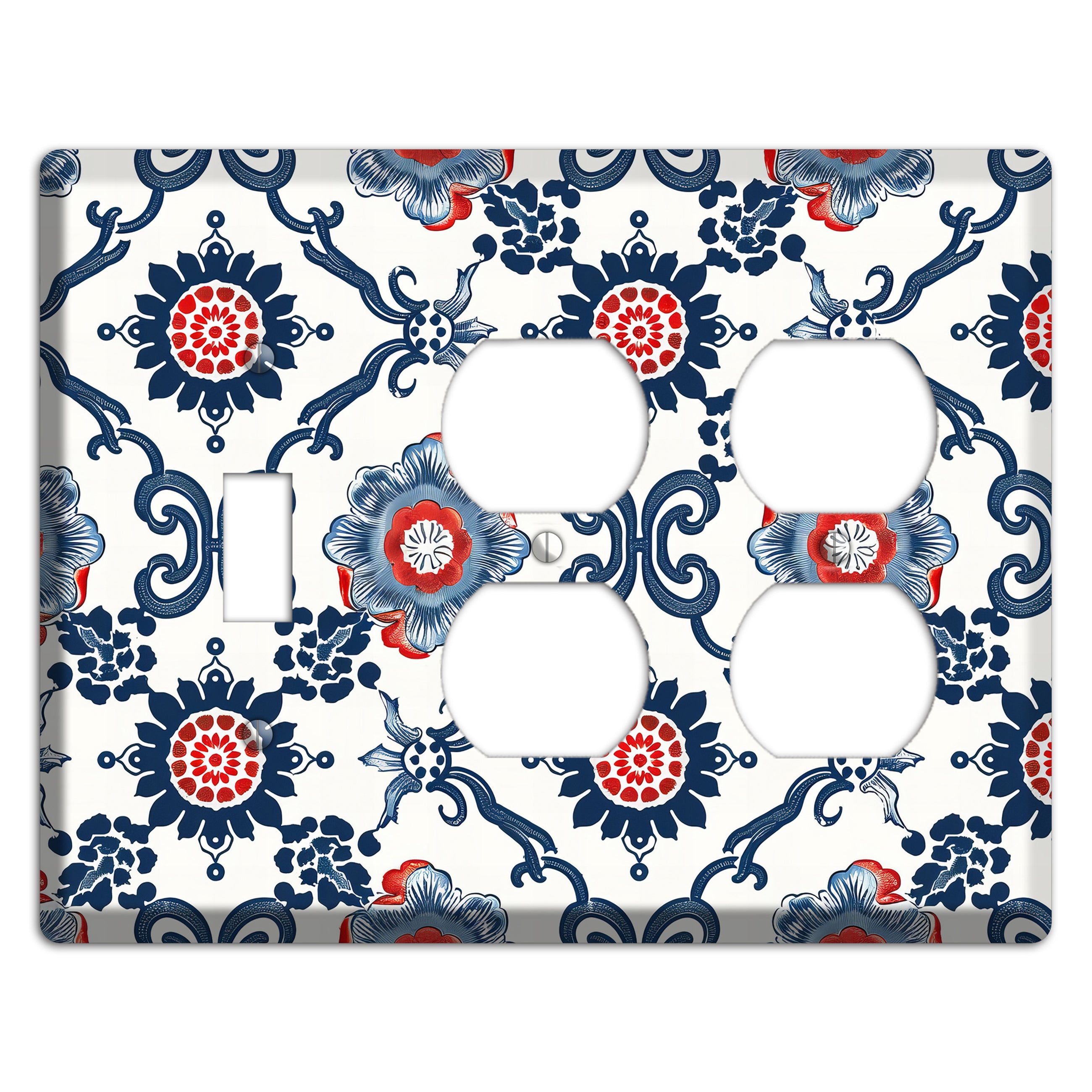 Indigo Court Florals Toggle / 2 Duplex Wallplate