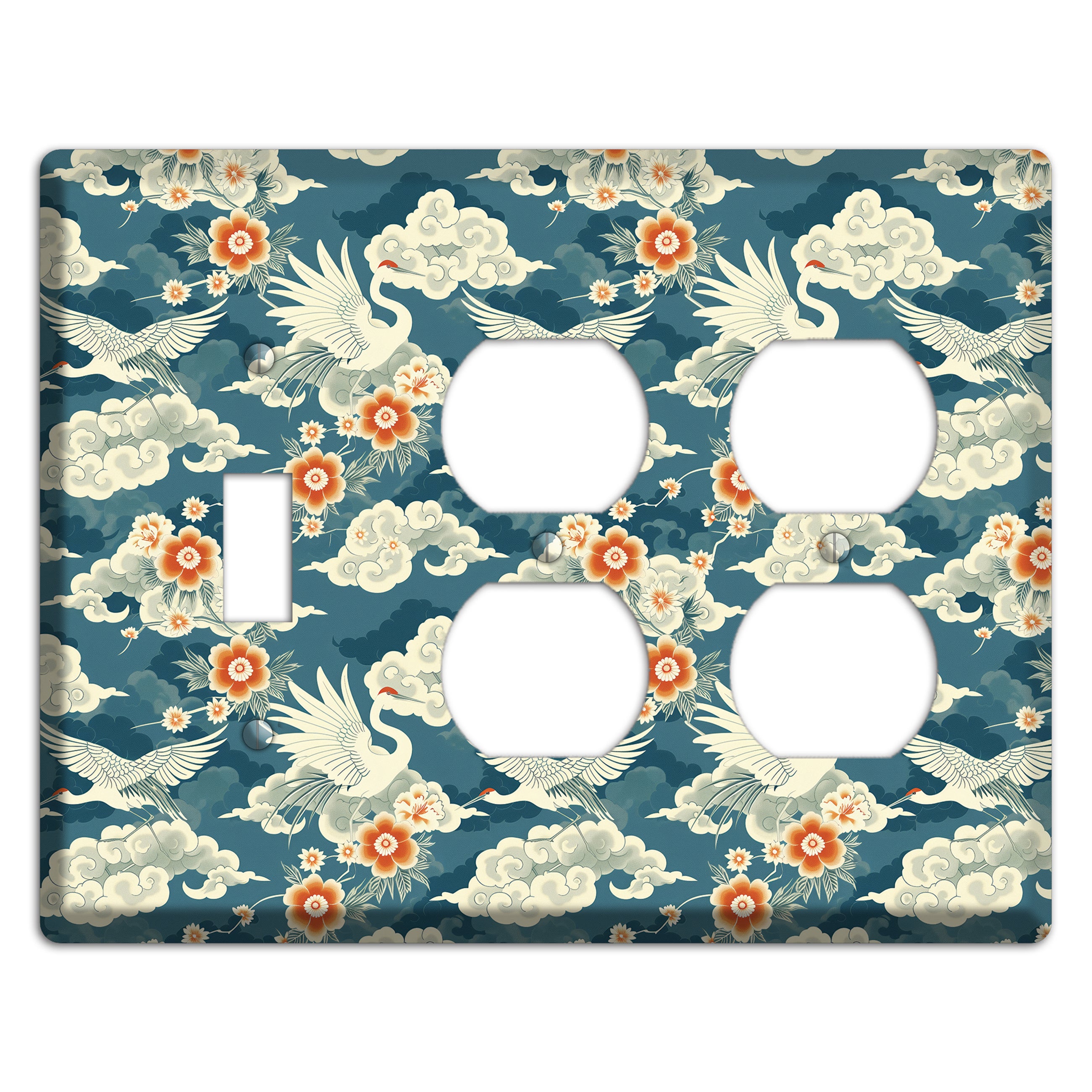Teal Crane Ascendant Toggle / 2 Duplex Wallplate