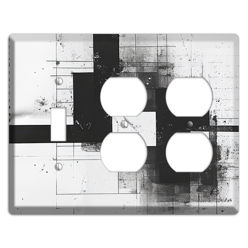 Fractured Blueprint Toggle / 2 Duplex Wallplate