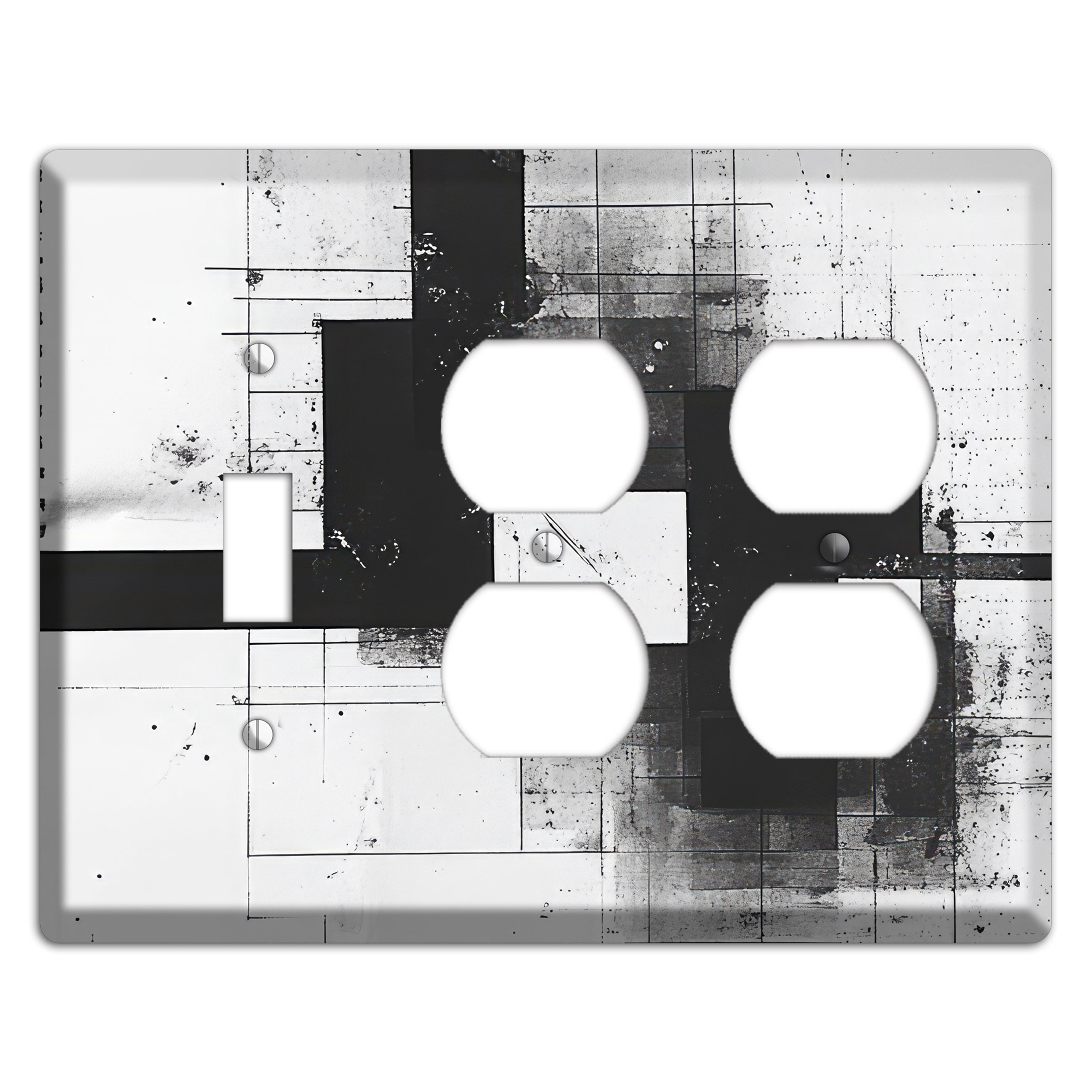 Fractured Blueprint Toggle / 2 Duplex Wallplate