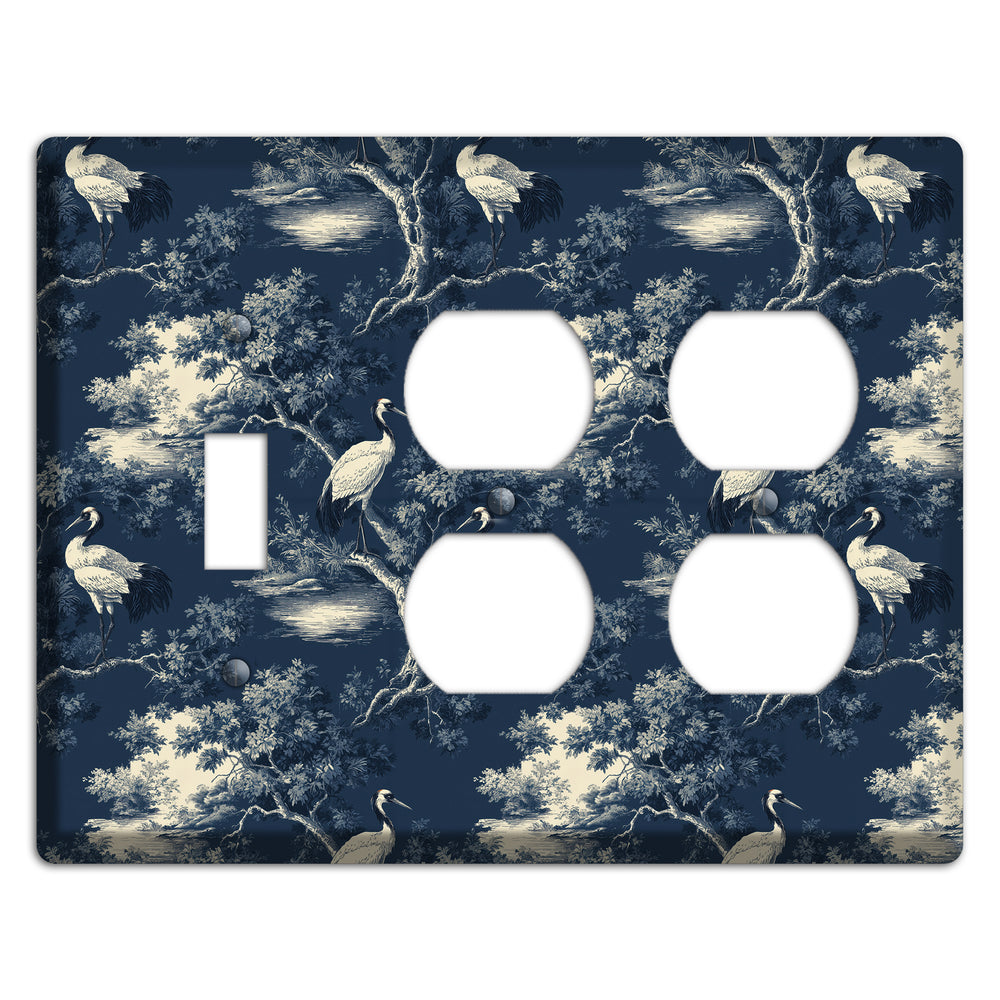 Midnight Crane Toile Toggle / 2 Duplex Wallplate