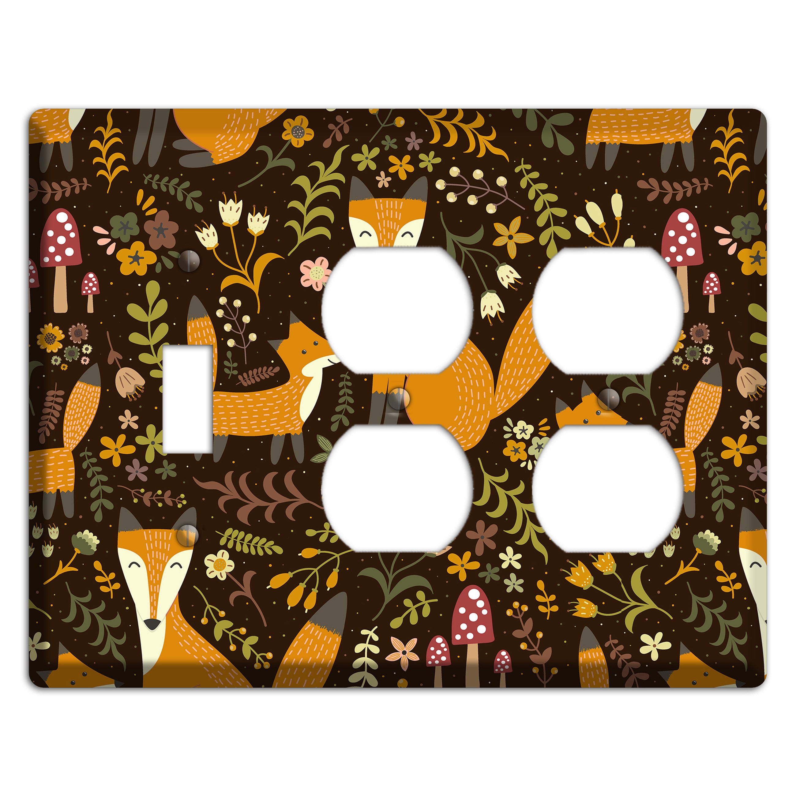 Fox Garden (Chocolate) Toggle / 2 Duplex Wallplate