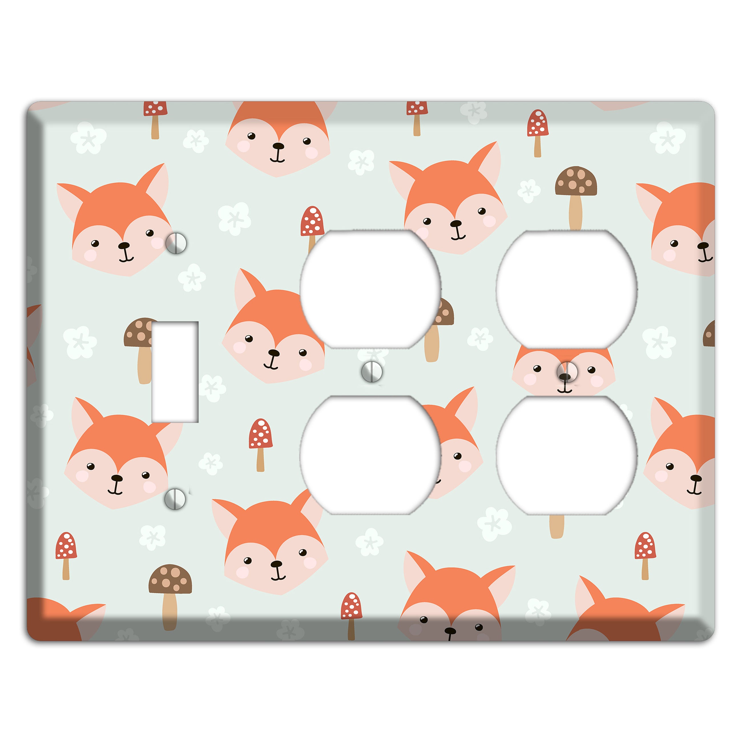 Fox & Fungi Friends Toggle / 2 Duplex Wallplate