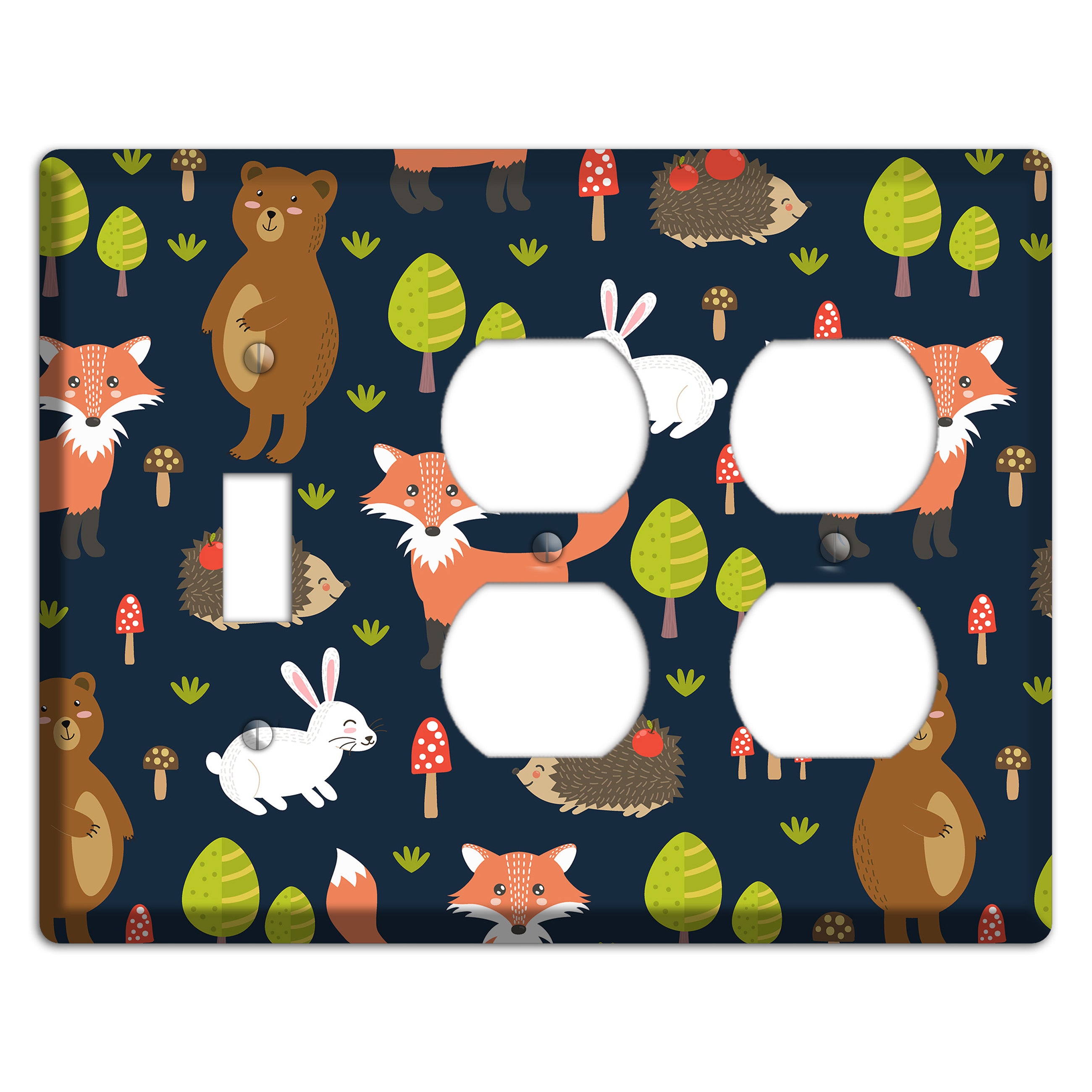 Forest Critters (Navy) Toggle / 2 Duplex Wallplate