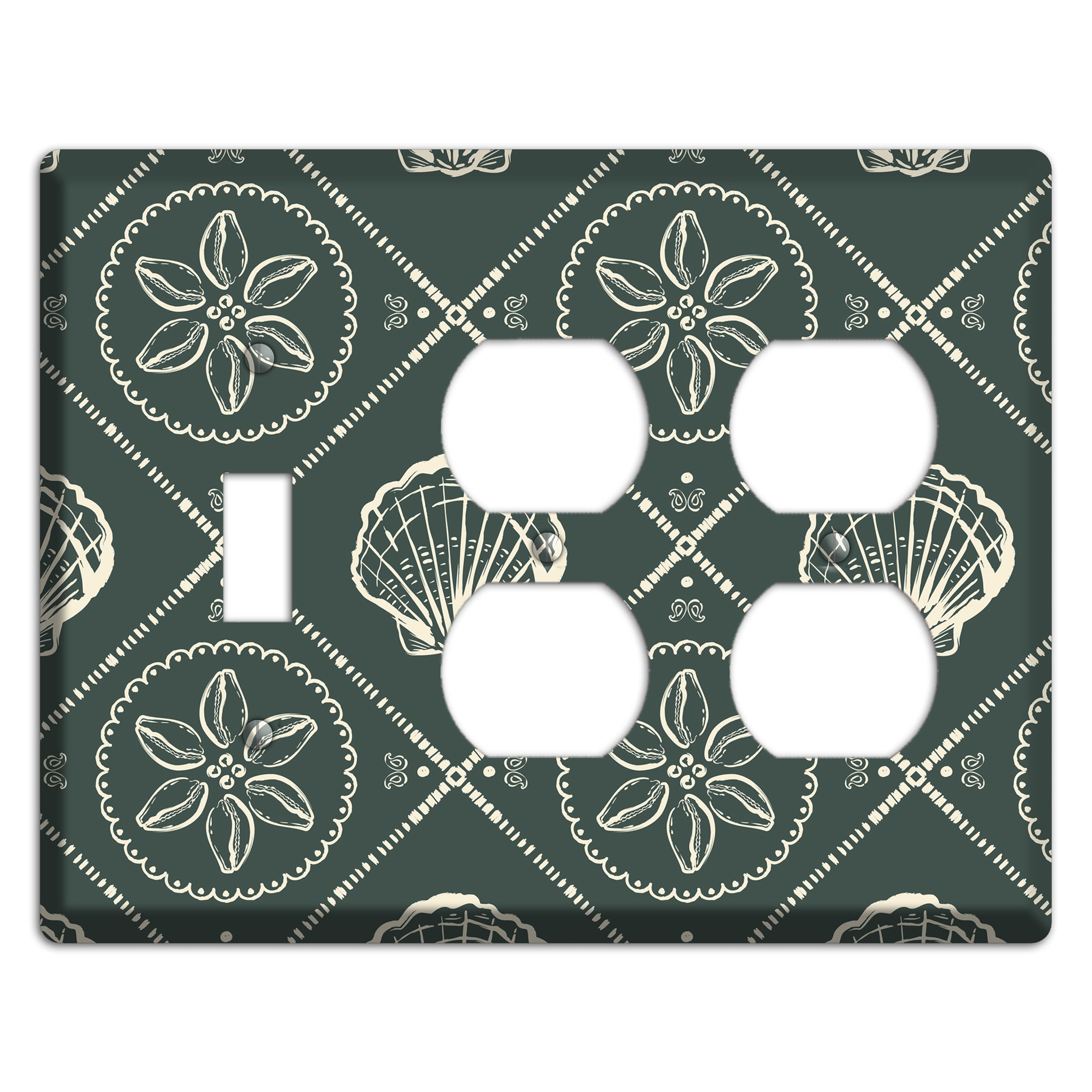 Slate Cowrie Medallion Toggle / 2 Duplex Wallplate