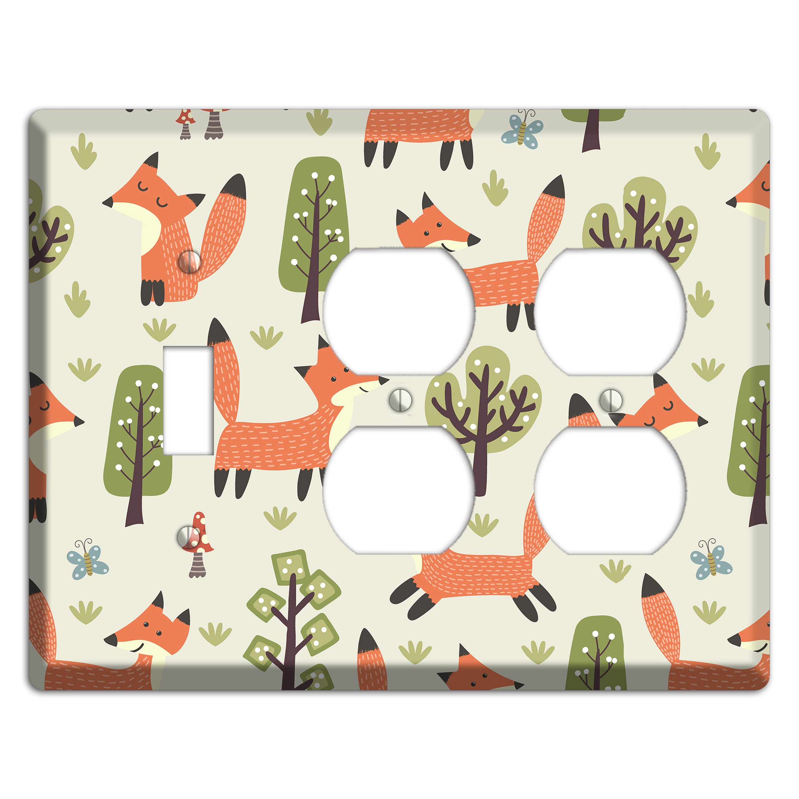 Fox & Forest (Olive) Toggle / 2 Duplex Wallplate