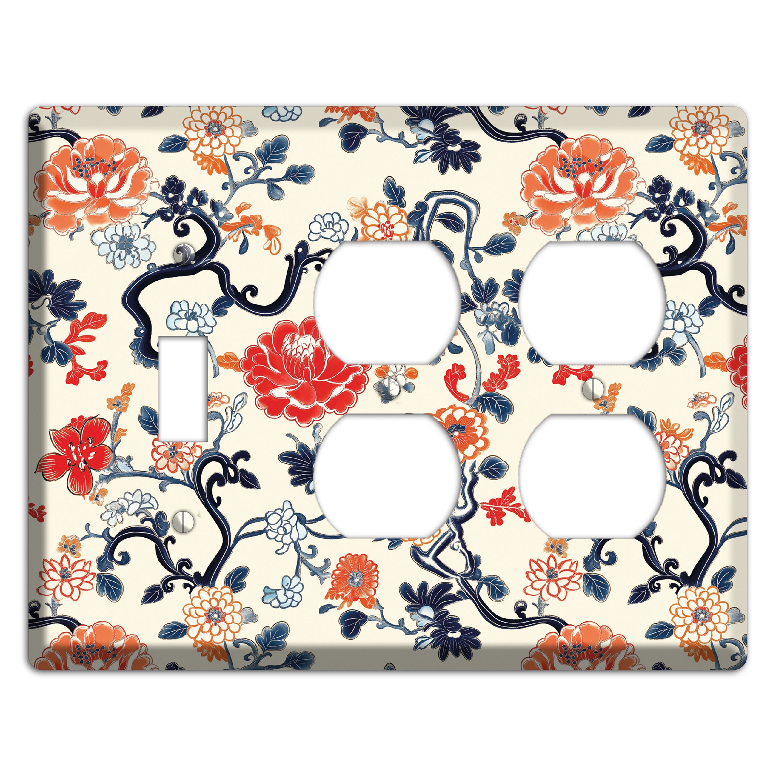 Crimson Garden Scroll Toggle / 2 Duplex Wallplate