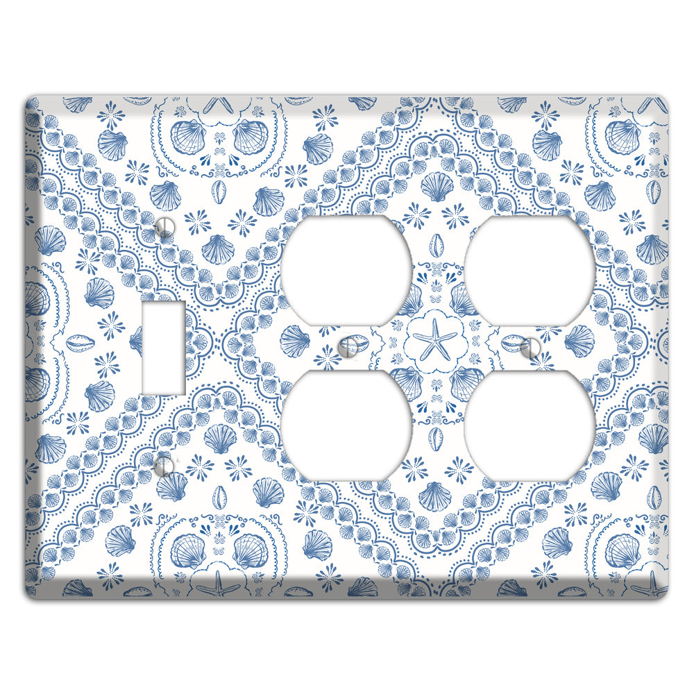 Azure Shell Damask Toggle / 2 Duplex Wallplate