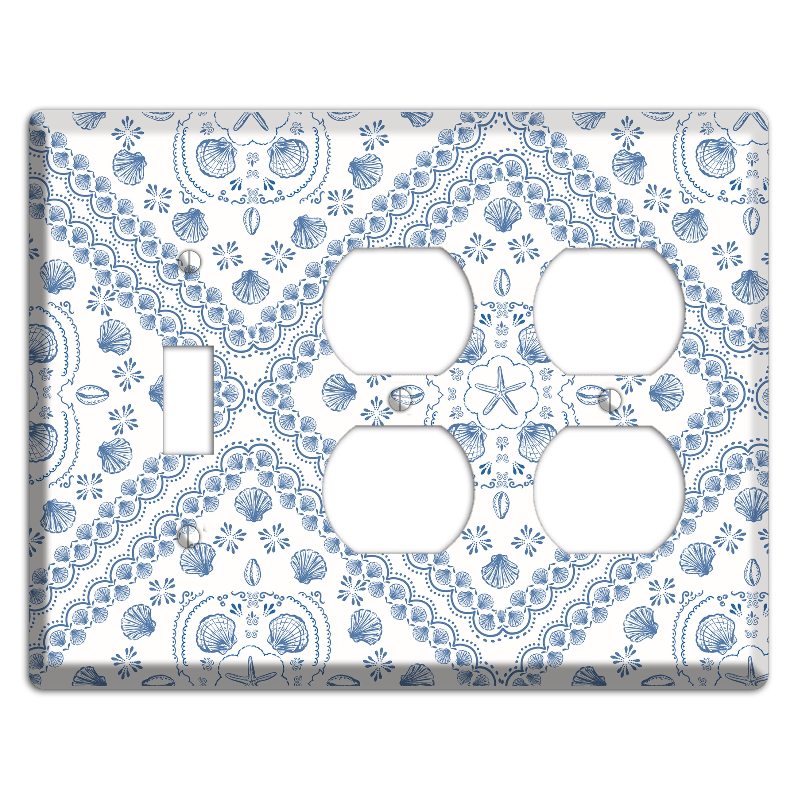 Azure Shell Damask Toggle / 2 Duplex Wallplate