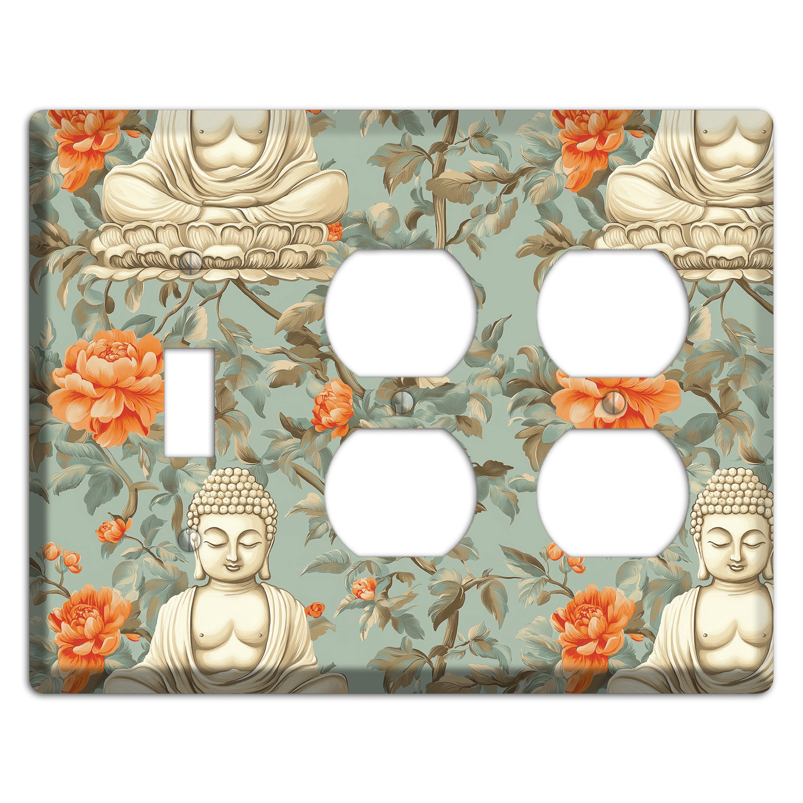 Lotus & Peony Toggle / 2 Duplex Wallplate