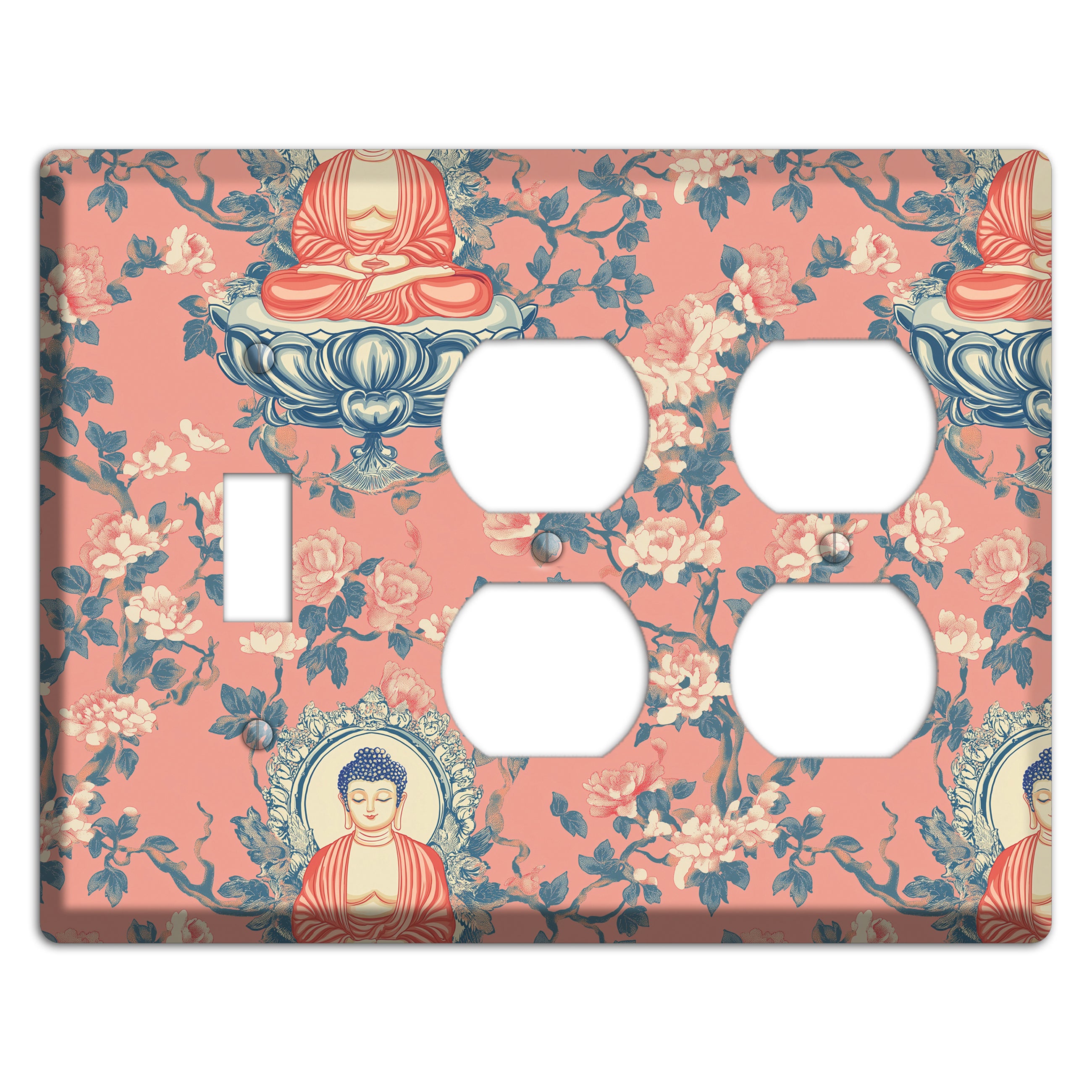 Lotus & Blossom Toggle / 2 Duplex Wallplate
