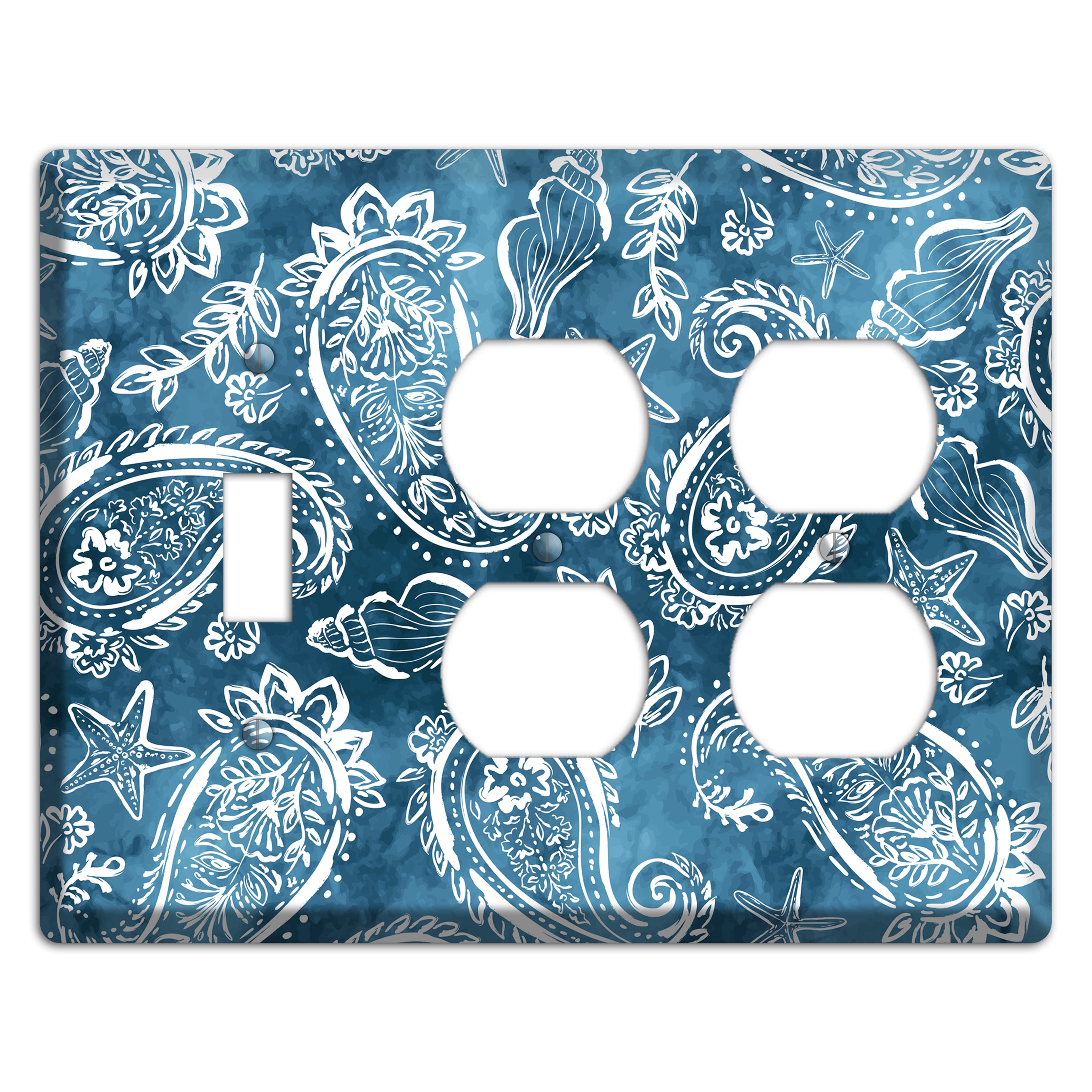 Indigo Tide Paisley Toggle / 2 Duplex Wallplate