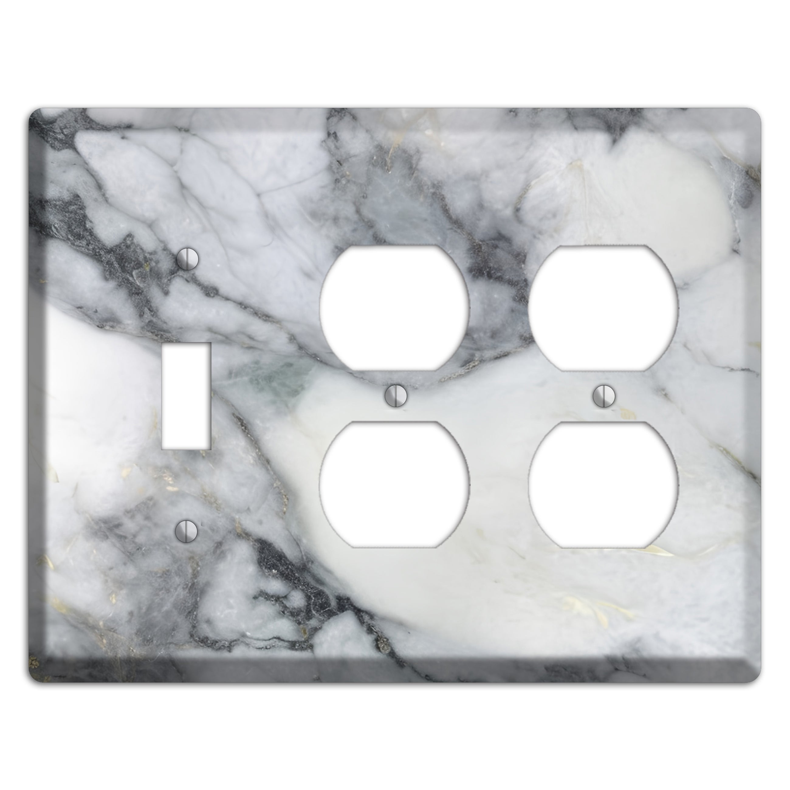 White and Grey Marble Toggle / 2 Duplex Wallplate
