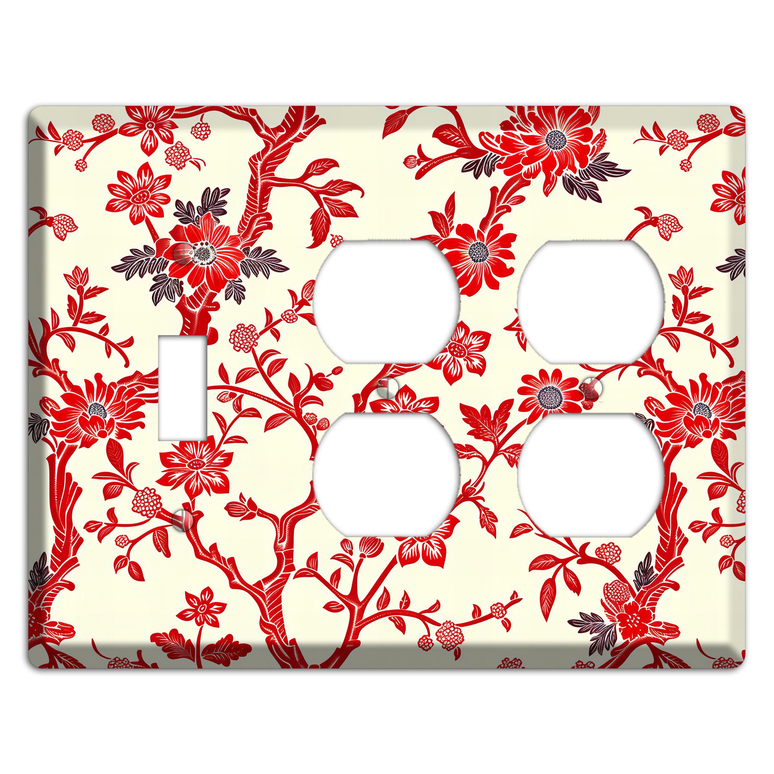 Crimson Branch & Bloom Toggle / 2 Duplex Wallplate