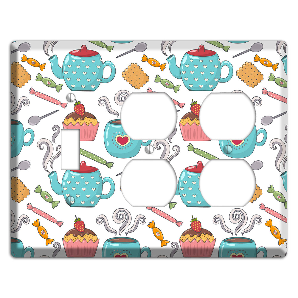 Sweet Tea Party (White) Toggle / 2 Duplex Wallplate