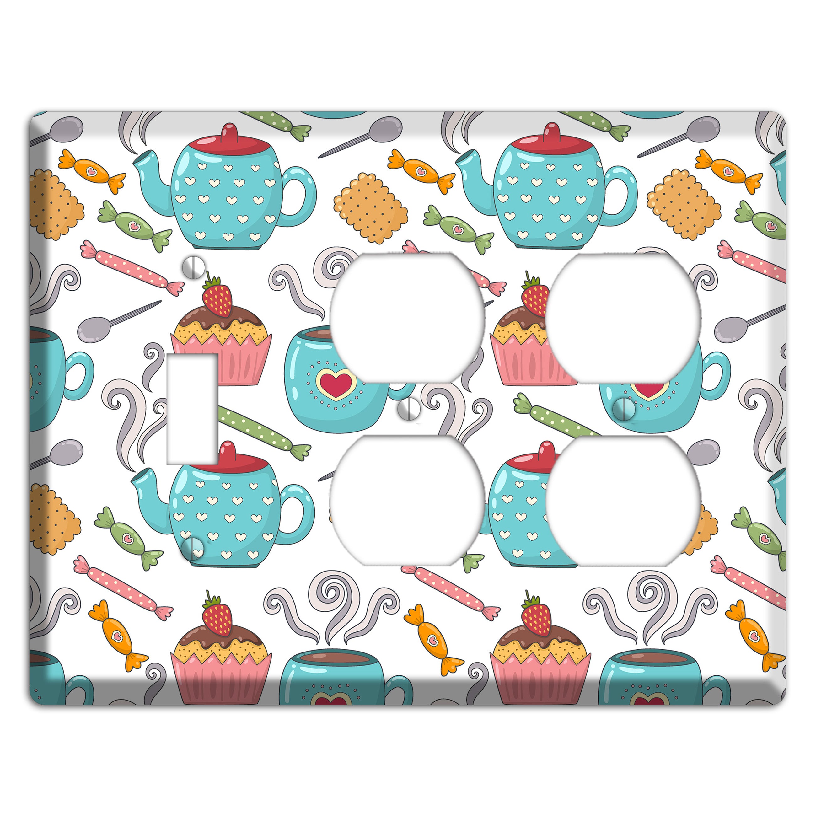 Sweet Tea Party (White) Toggle / 2 Duplex Wallplate
