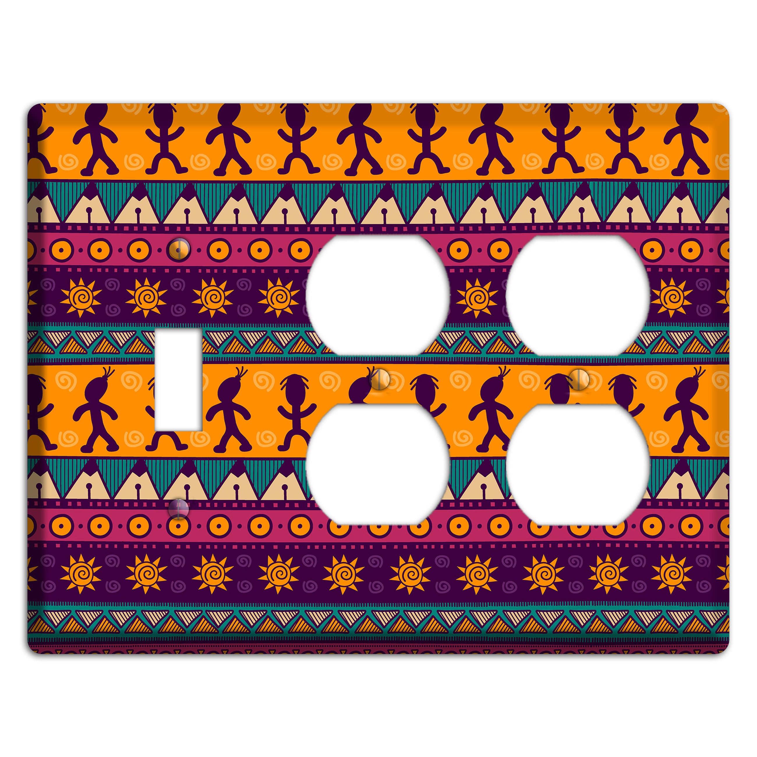 Tribal Rhythm Toggle / 2 Duplex Wallplate