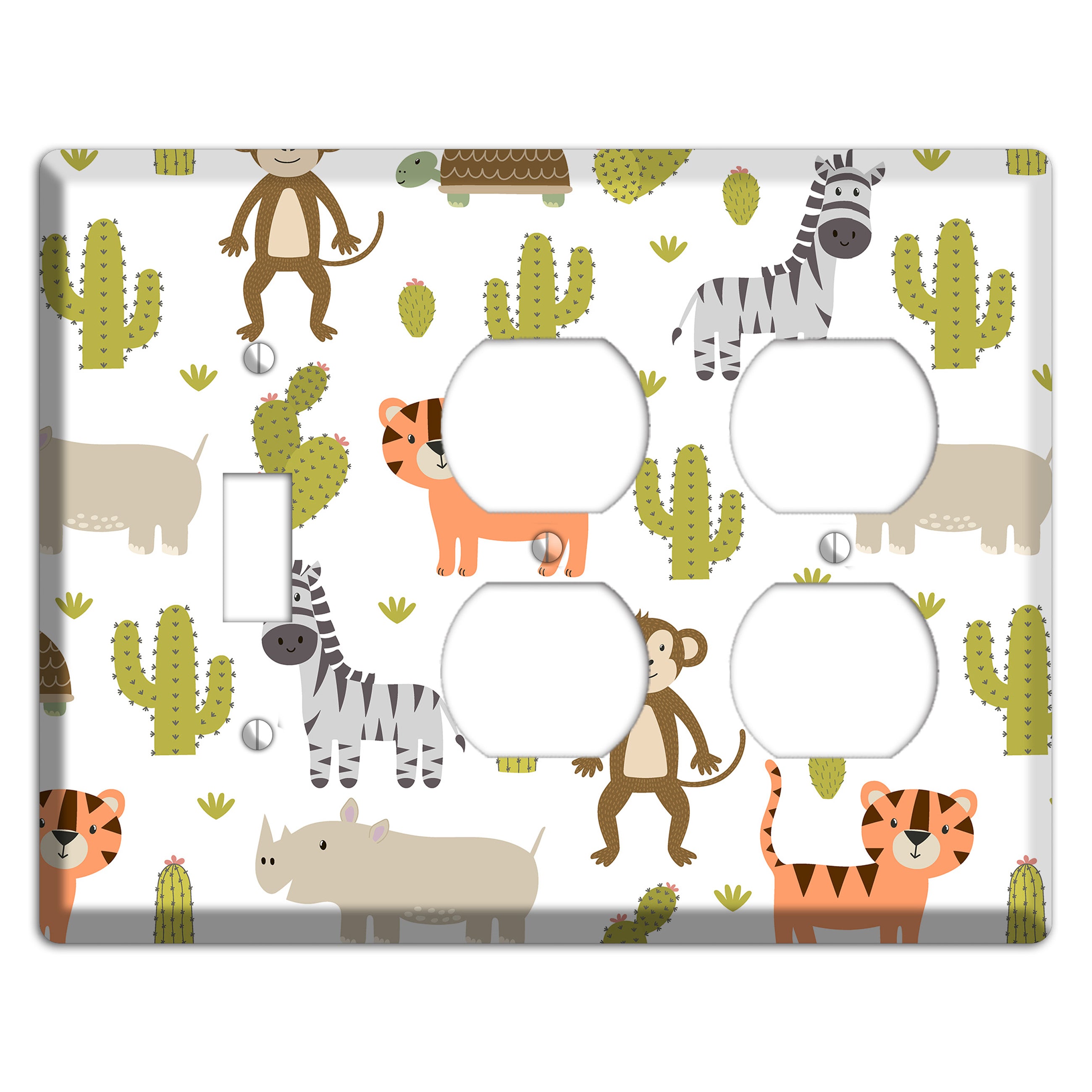 Safari Critters (White) Toggle / 2 Duplex Wallplate