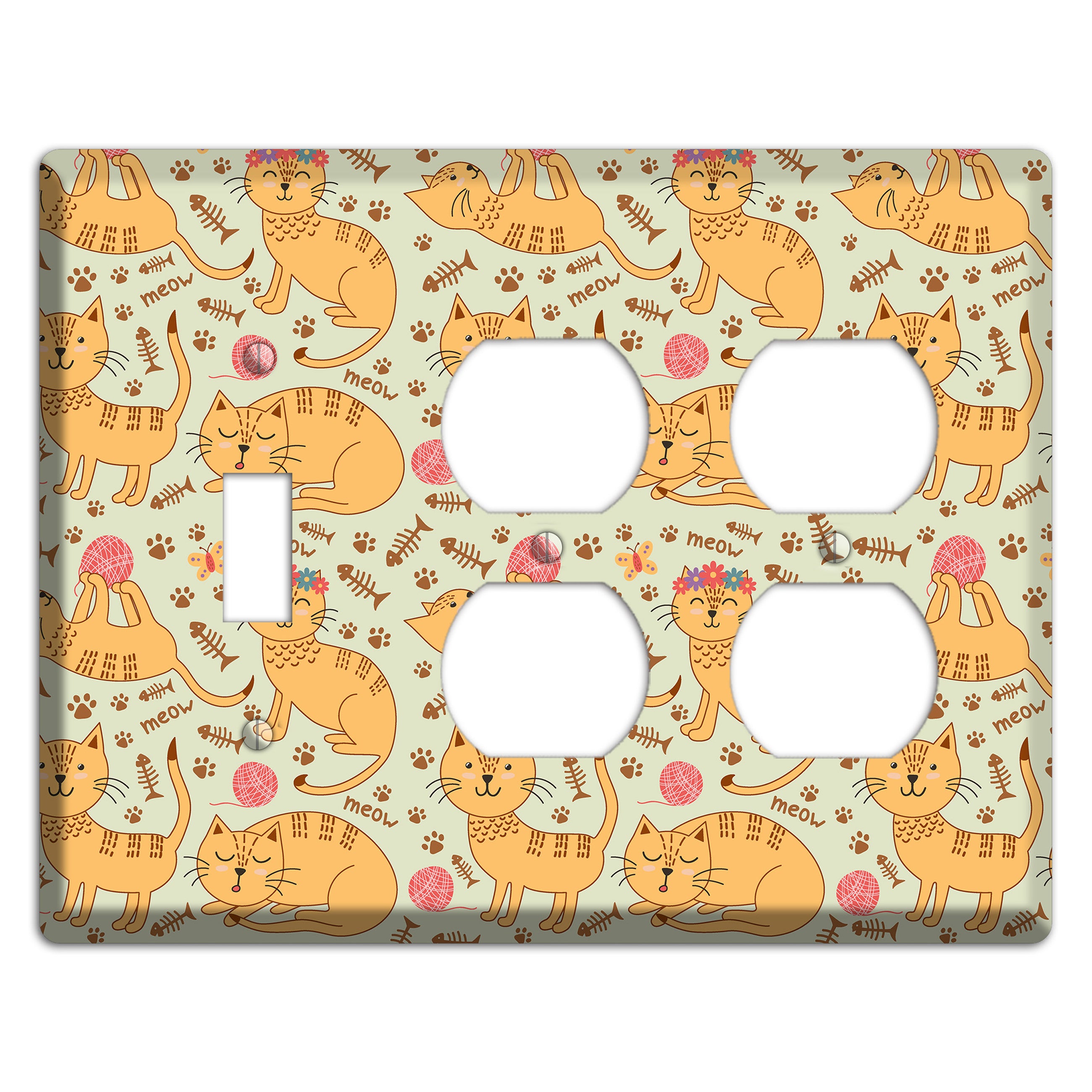 Meow Mix (Beige) Toggle / 2 Duplex Wallplate