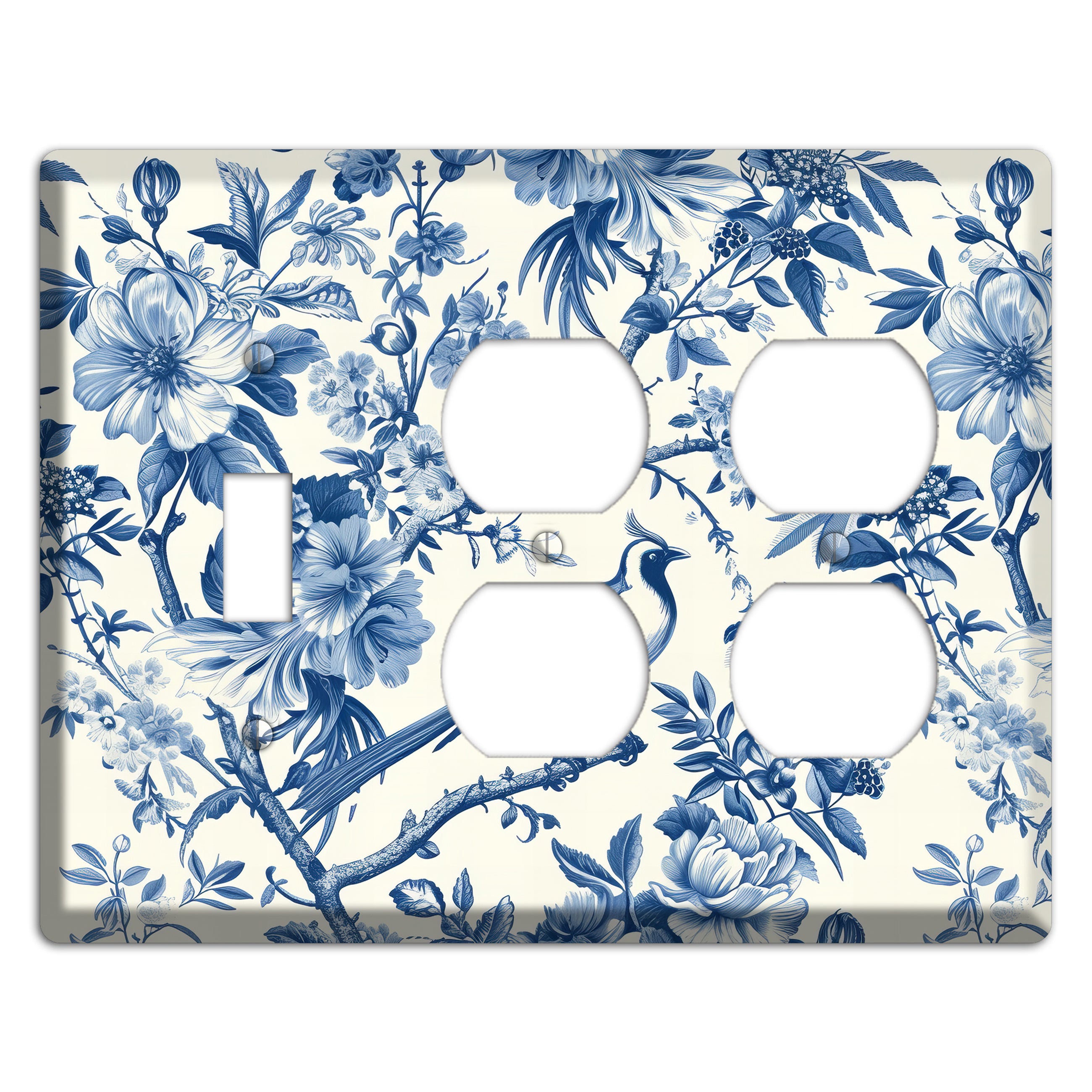 Garden Reverie Blue Toggle / 2 Duplex Wallplate