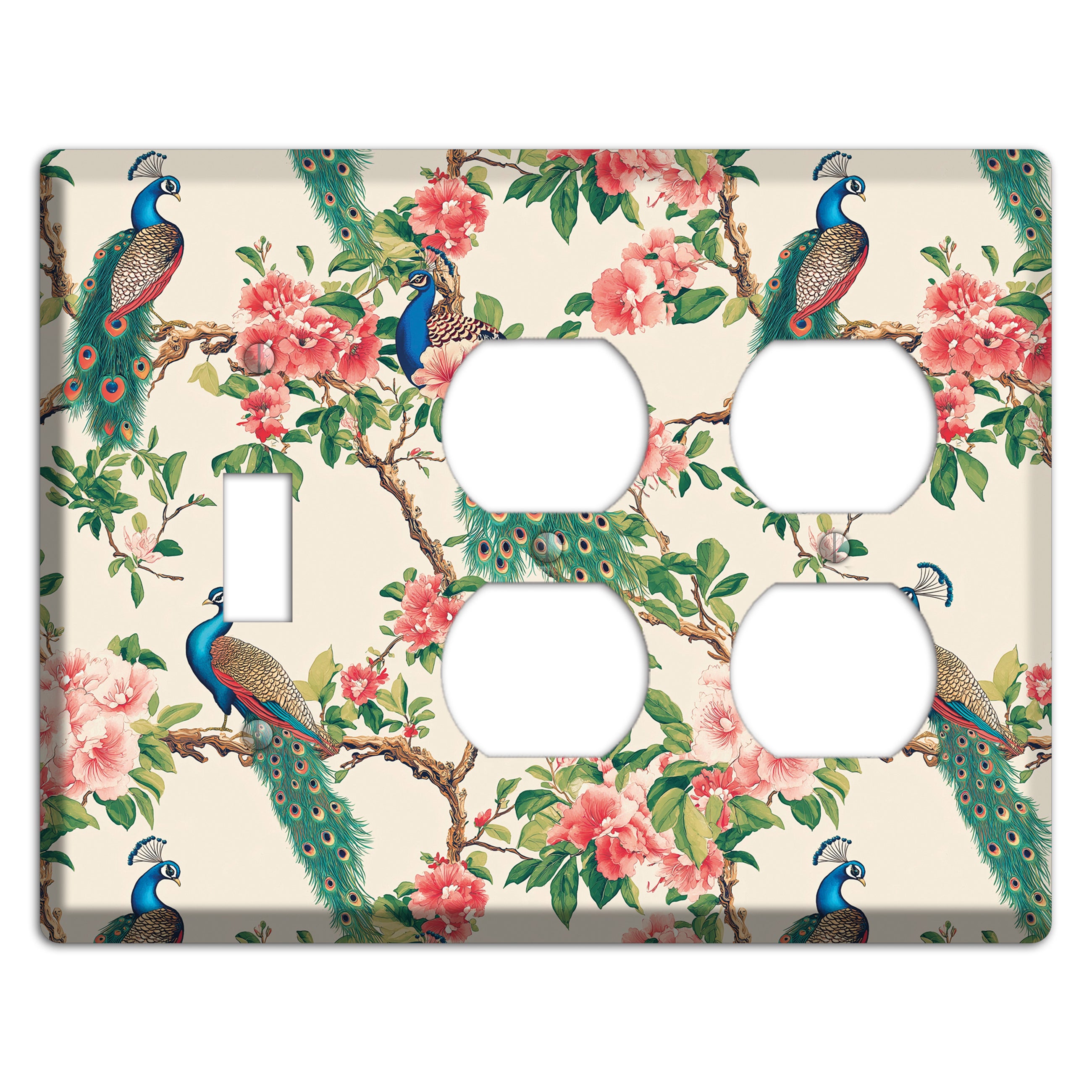 Peacock & Peony Court Toggle / 2 Duplex Wallplate