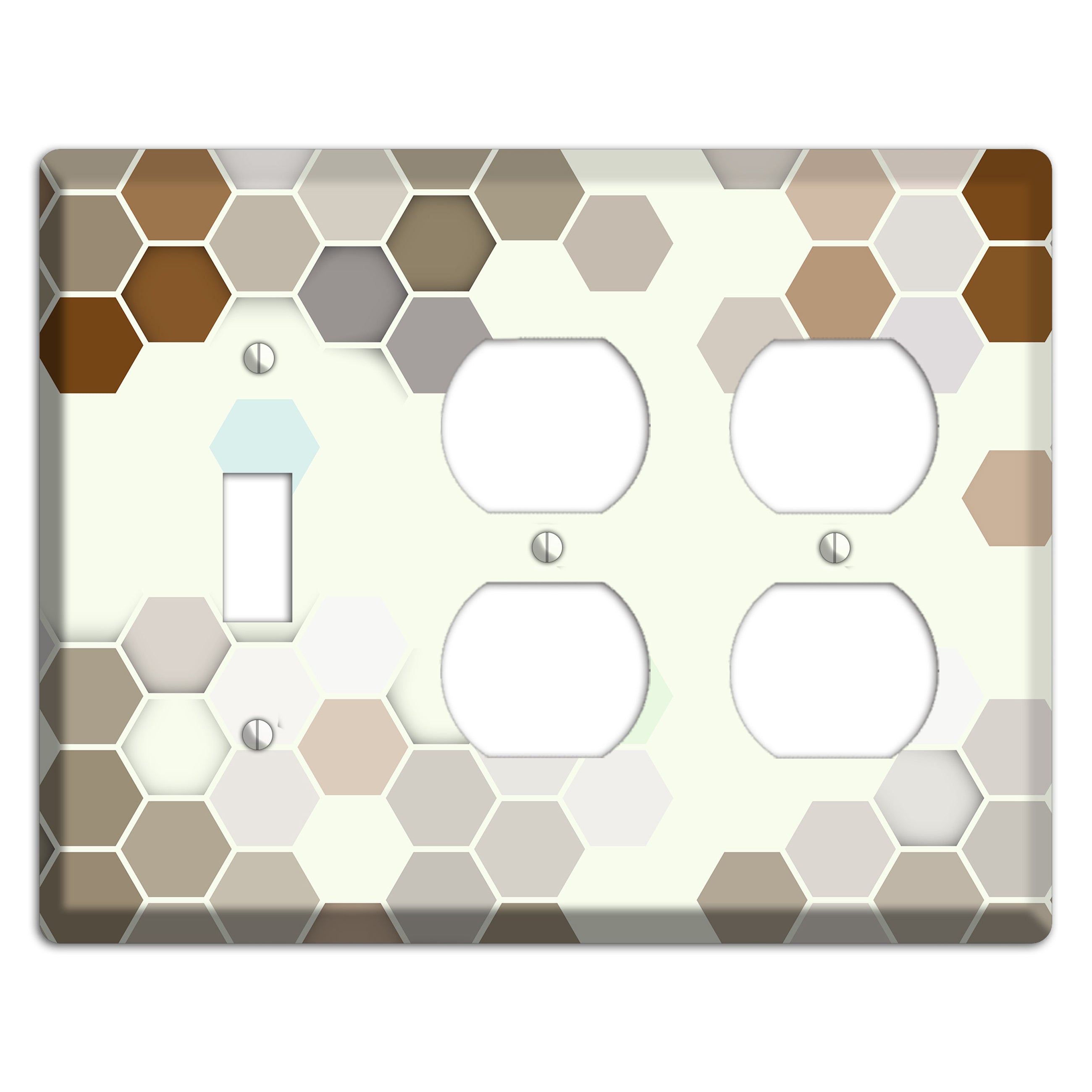 Earth-Toned Honeycomb Mosaic Toggle / 2 Duplex Wallplate
