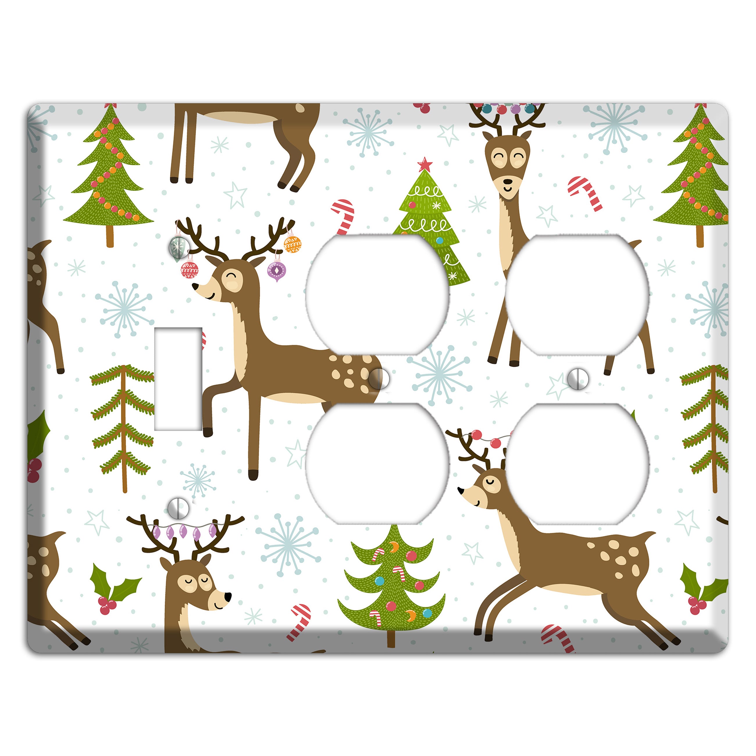 Reindeer Parade (White) Toggle / 2 Duplex Wallplate