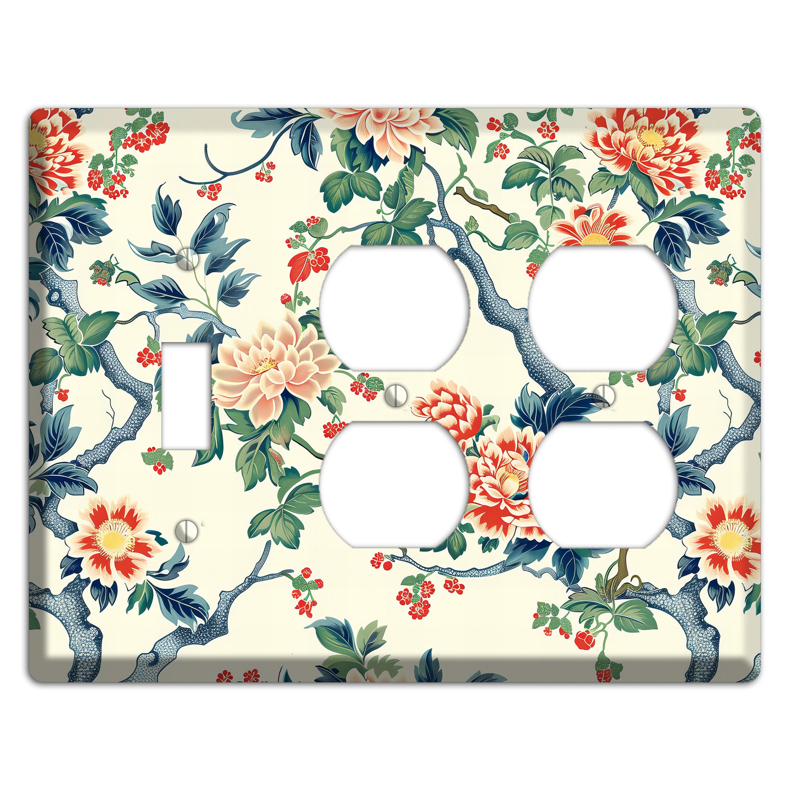 Peony & Branch Toggle / 2 Duplex Wallplate