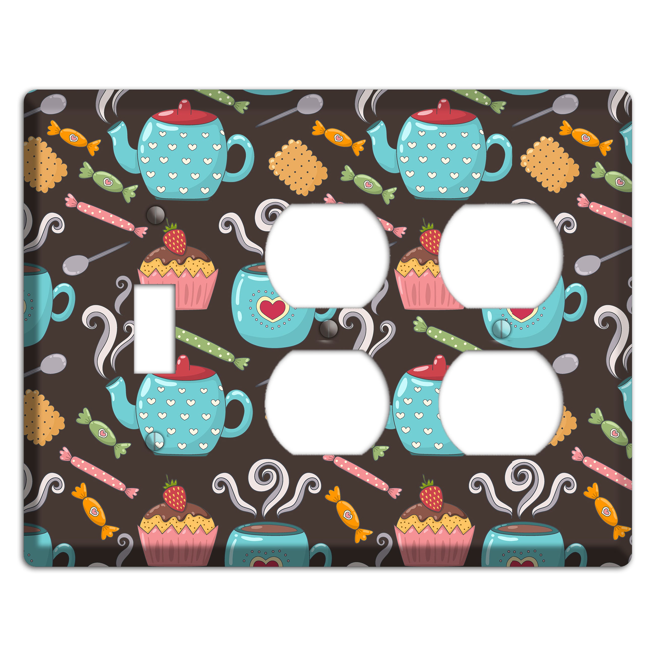 Sweet Tea Party (Brown) Toggle / 2 Duplex Wallplate