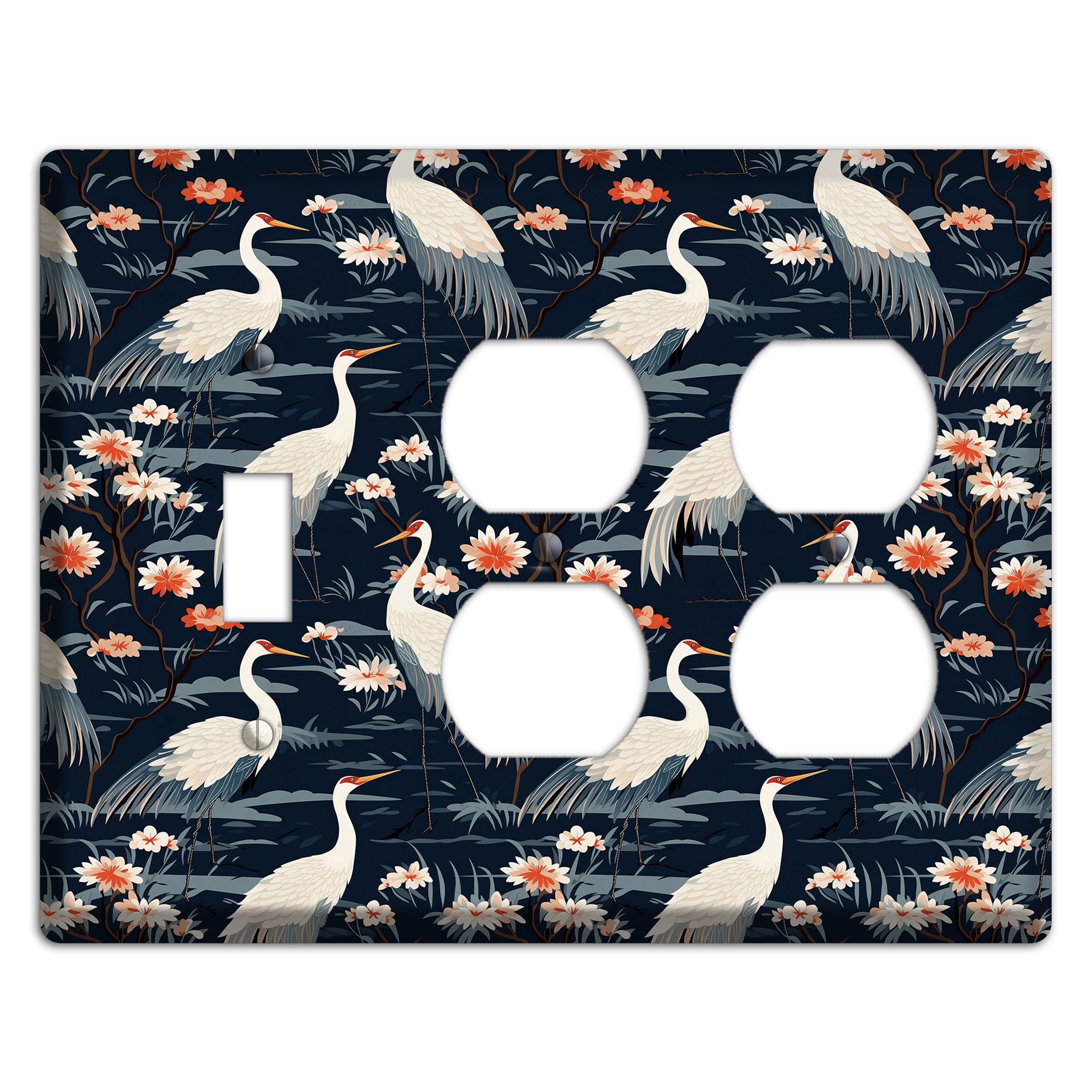 Navy Heron Nocturne Toggle / 2 Duplex Wallplate