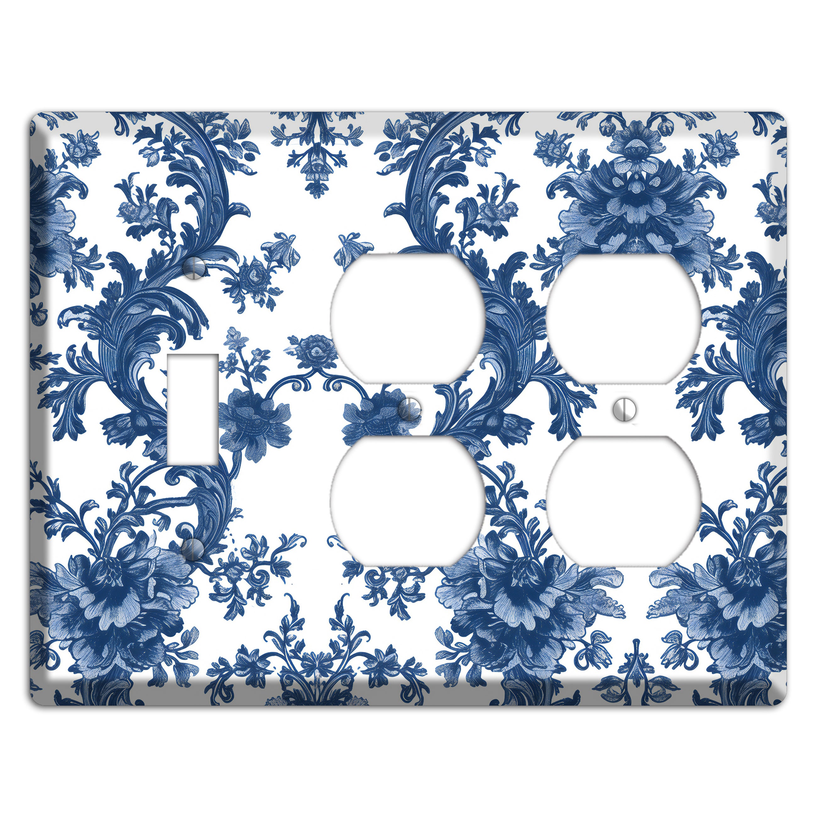 Cobalt Garden Damask Toggle / 2 Duplex Wallplate