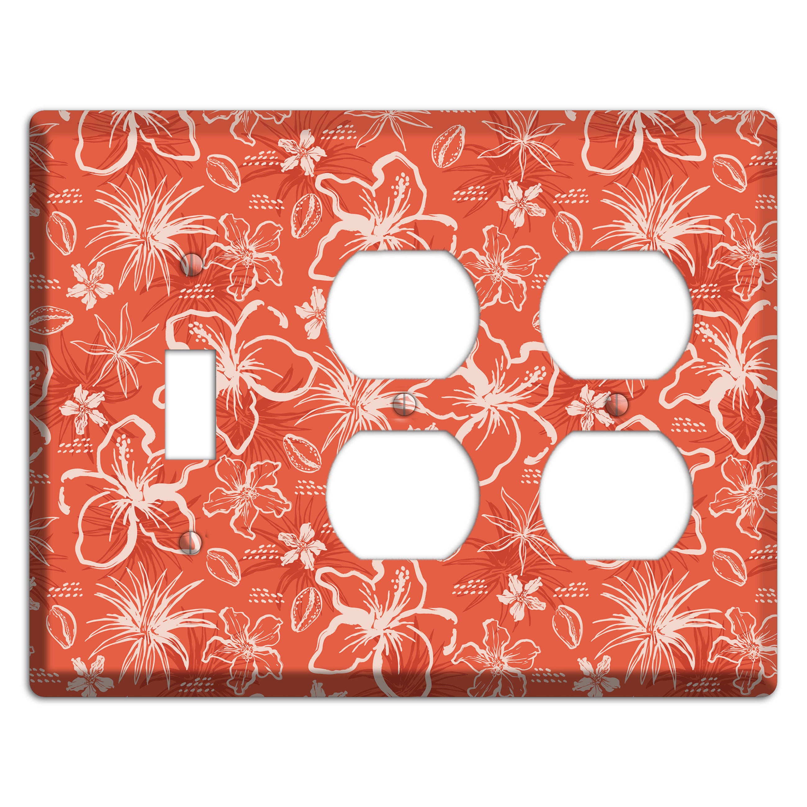Coral Hibiscus Reverie Toggle / 2 Duplex Wallplate